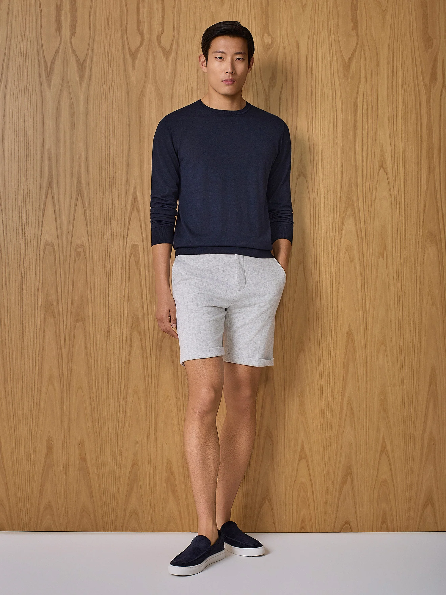 Bermuda jersey gessato grigio chiaro