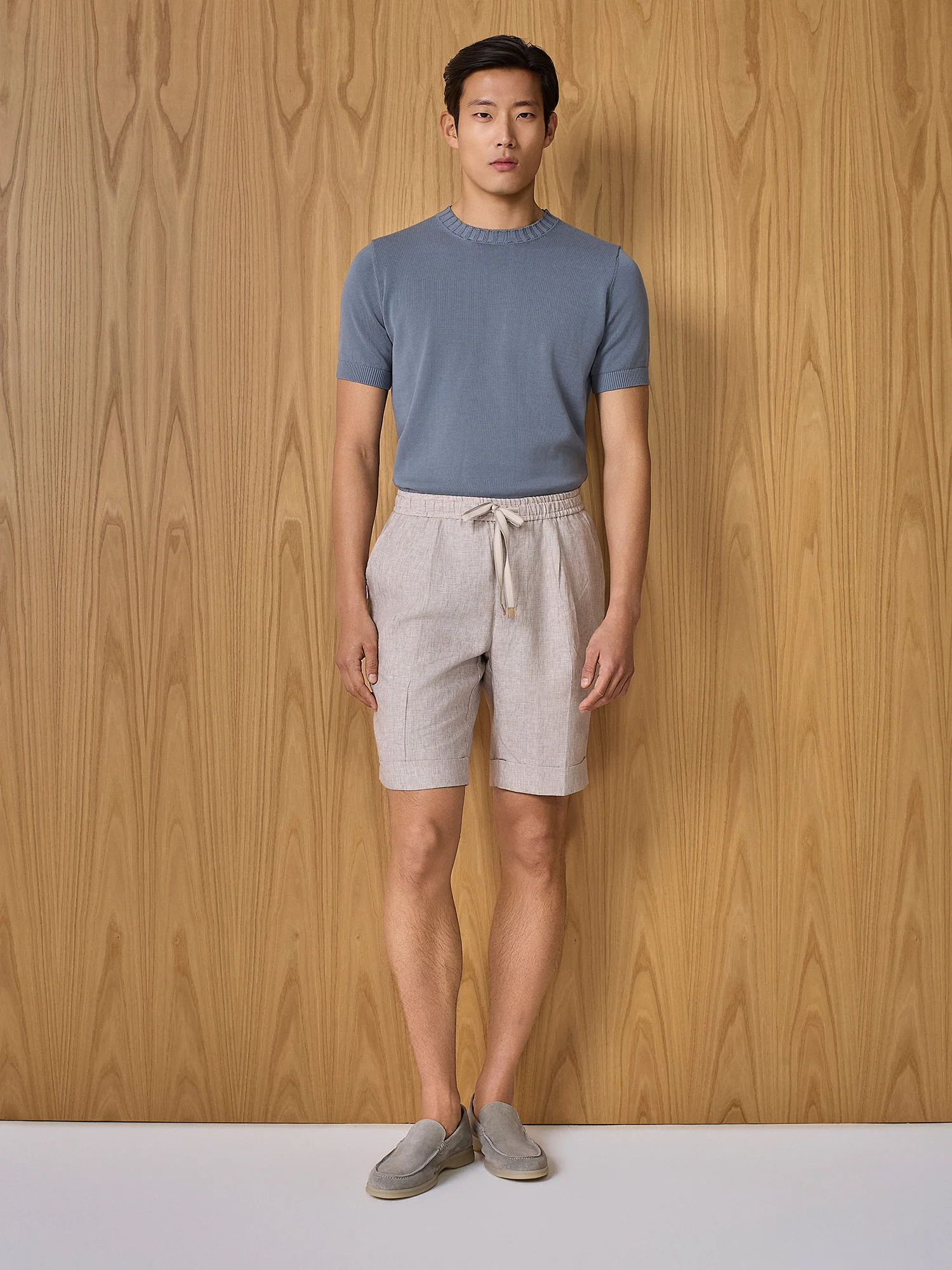 Bermuda jogger lino beige
