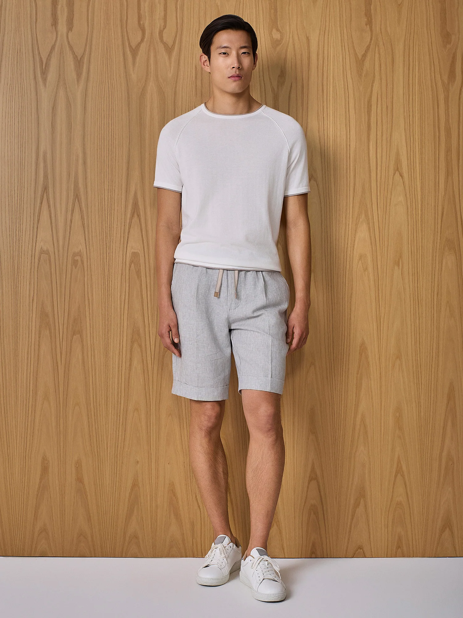 Bermuda jogger lino grigio chiaro