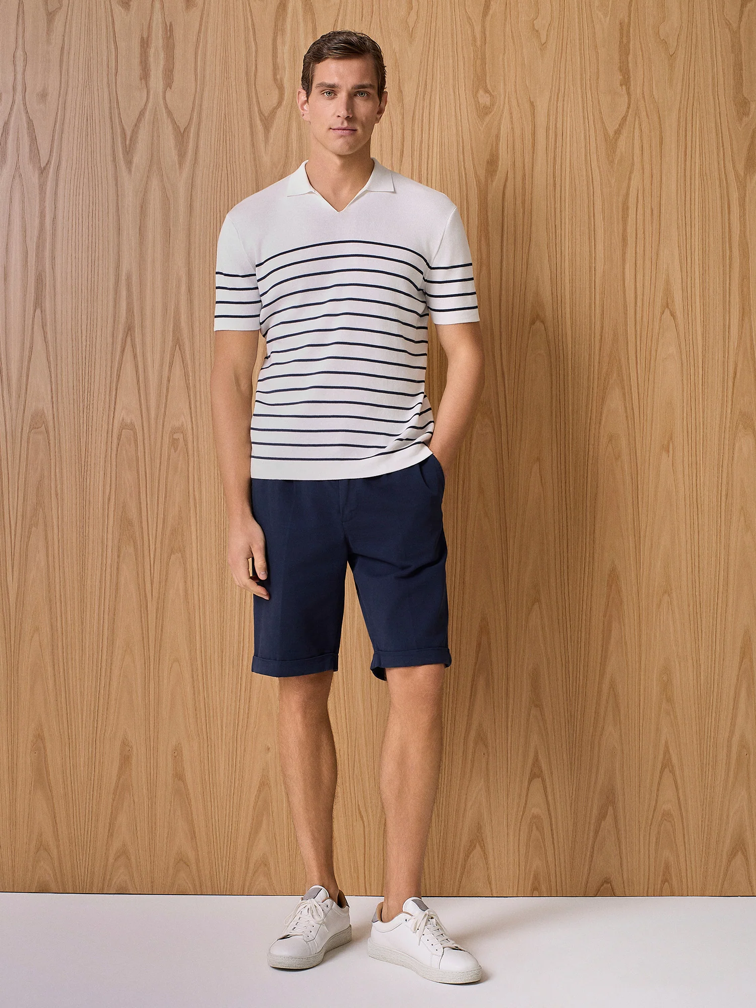 Bermuda misto lino navy