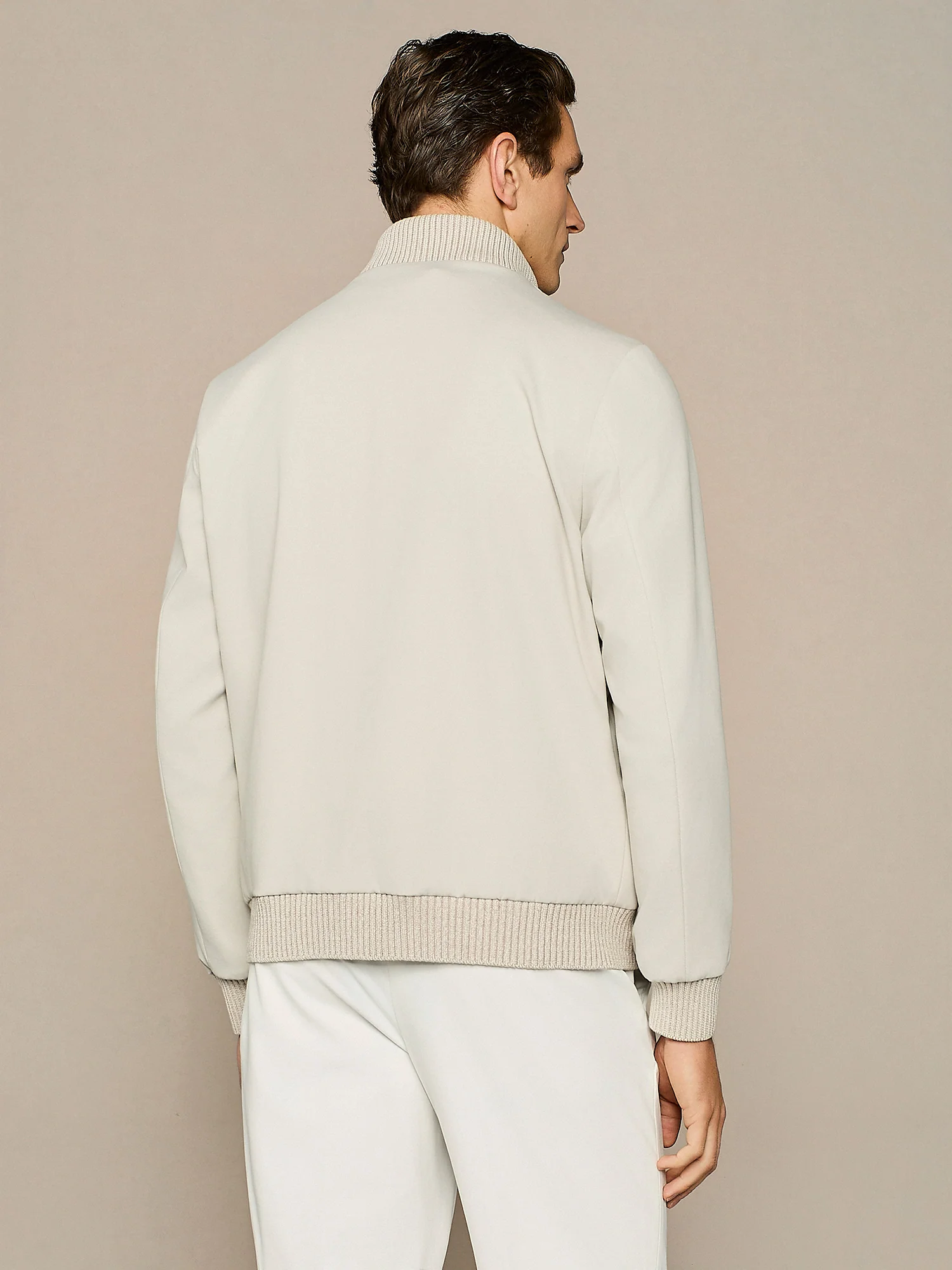 Bomber in jersey piquet stone - Image 4