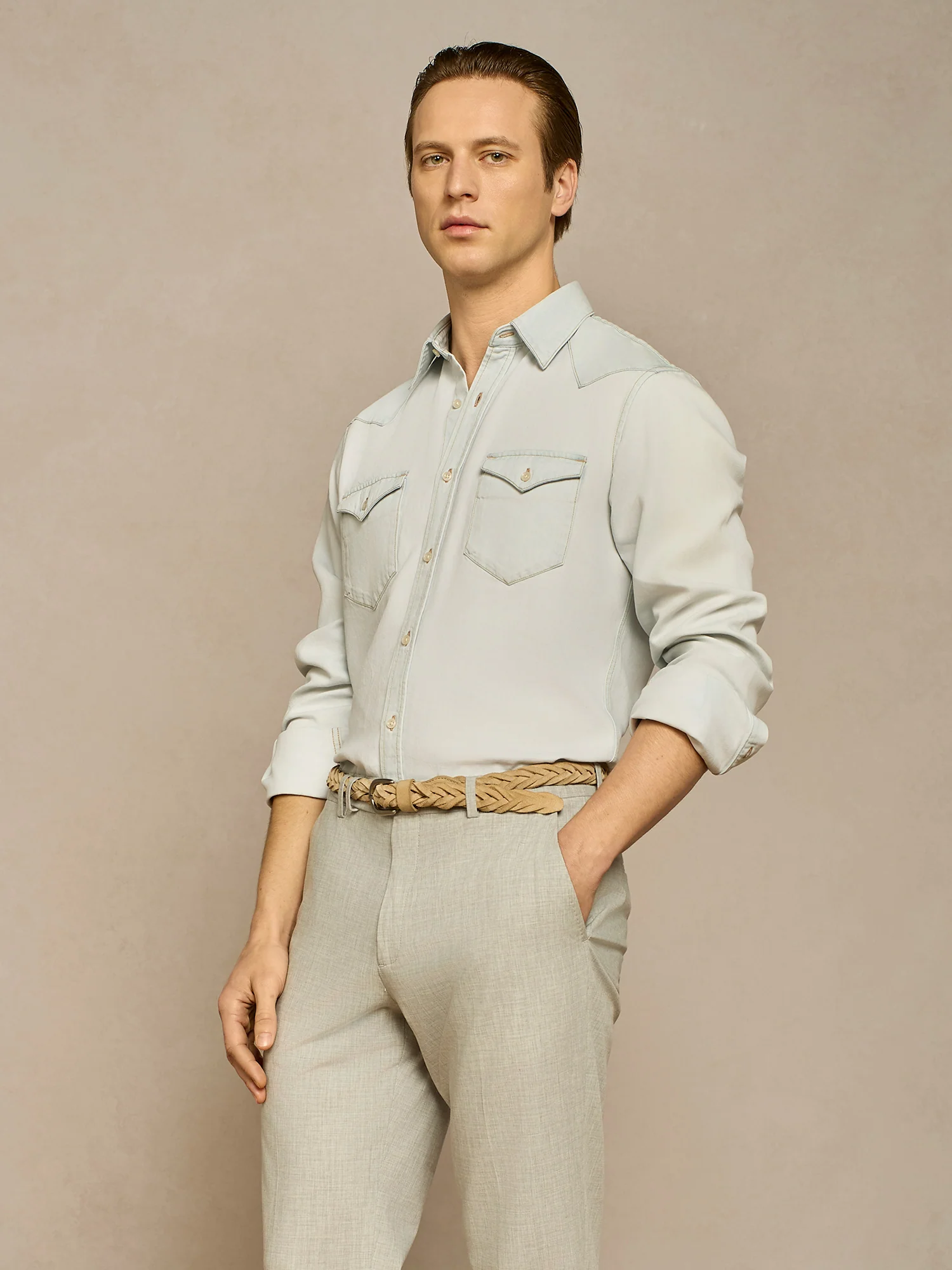 Camicia denim bleached blu - Image 2