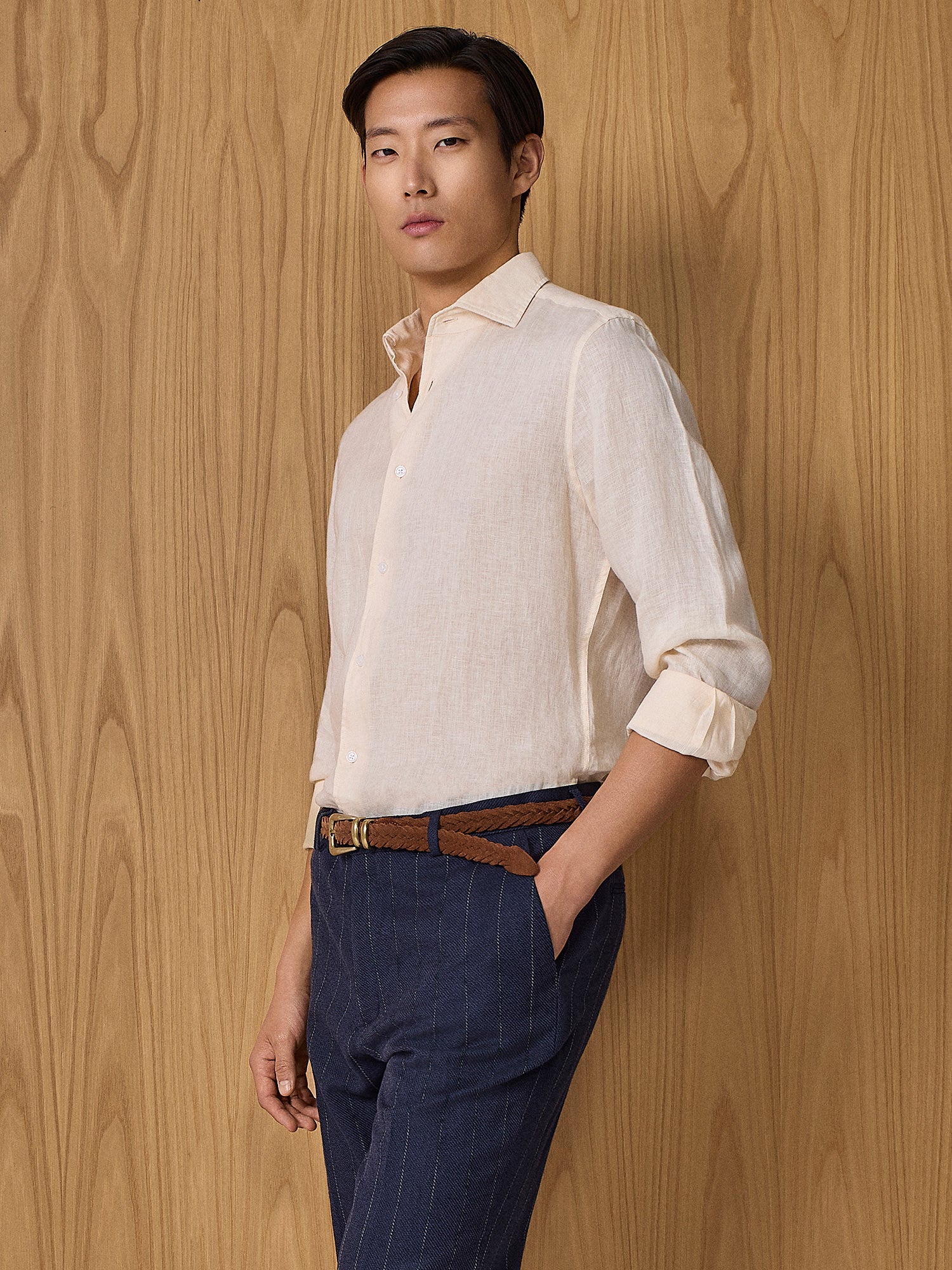 Camicia in lino apricot - Image 2
