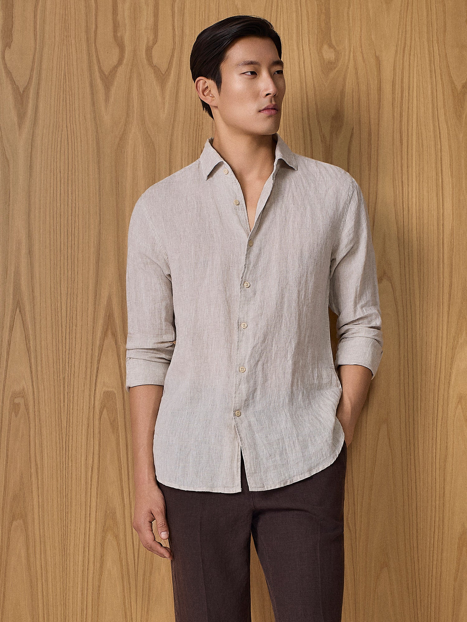 Camicia in lino beige