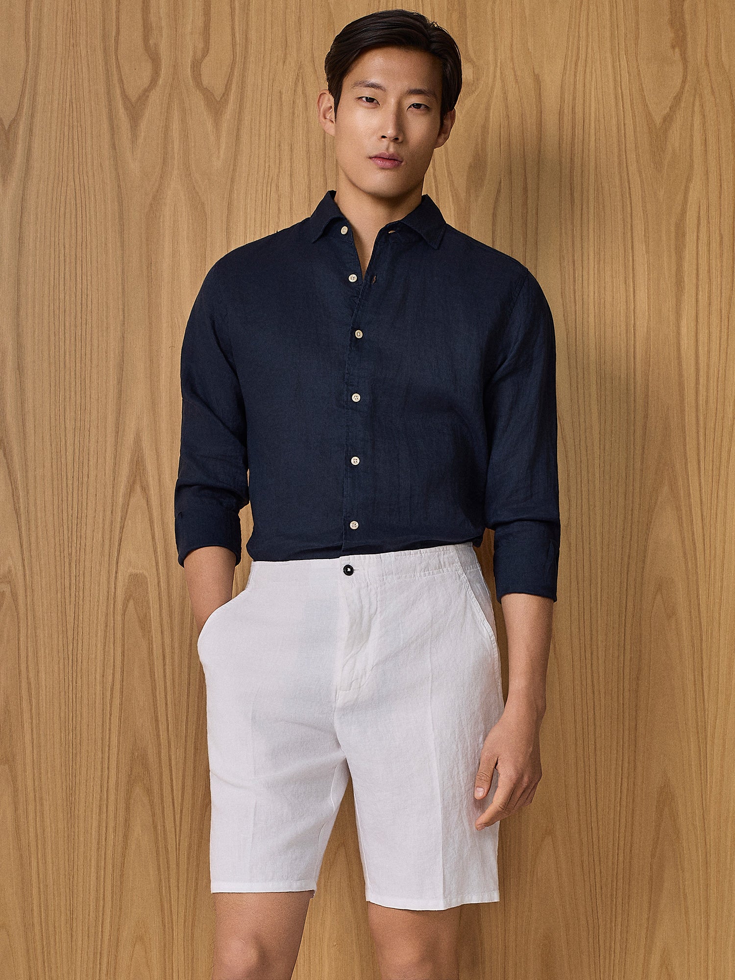 Camicia in lino blu