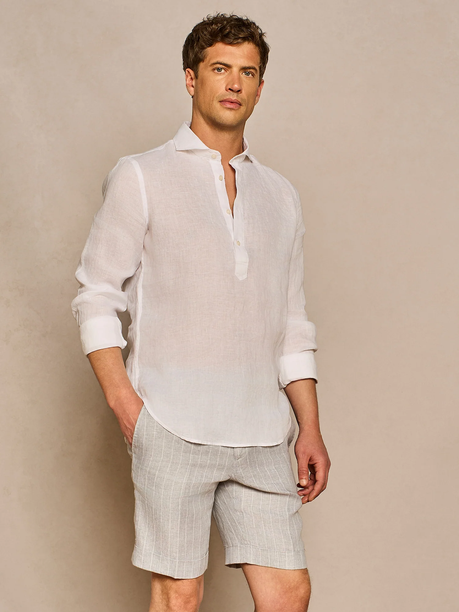 Camicia in lino casacca bianca - Image 2