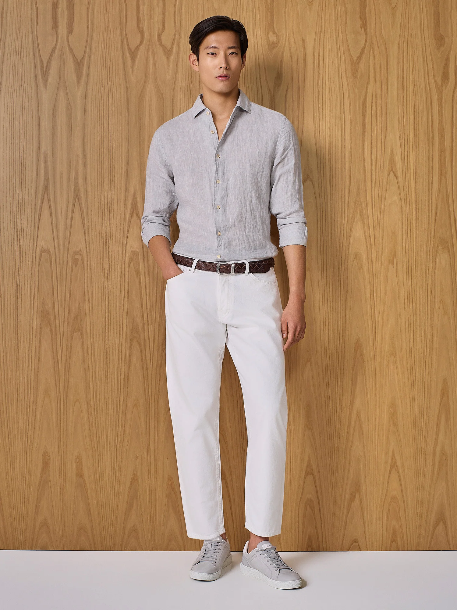 Camicia in lino grigio chiaro - Image 3