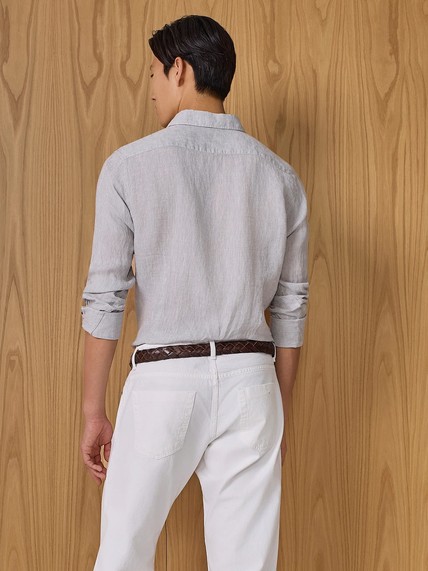 Camicia in lino grigio chiaro - Image 4
