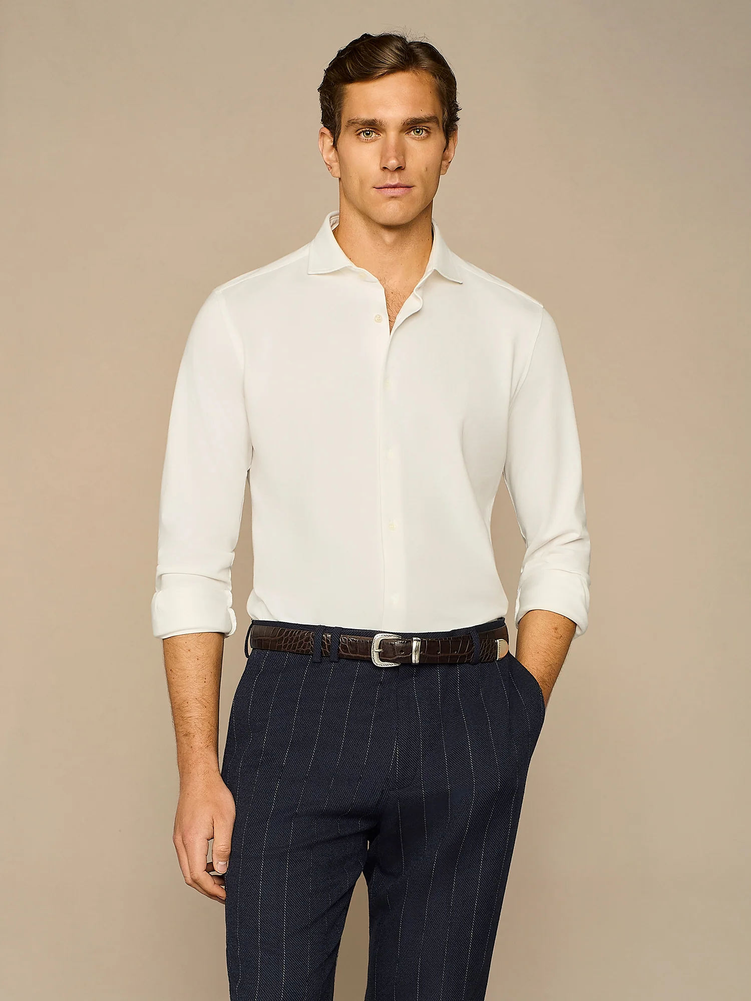 Camicia piquet tecnico bianca
