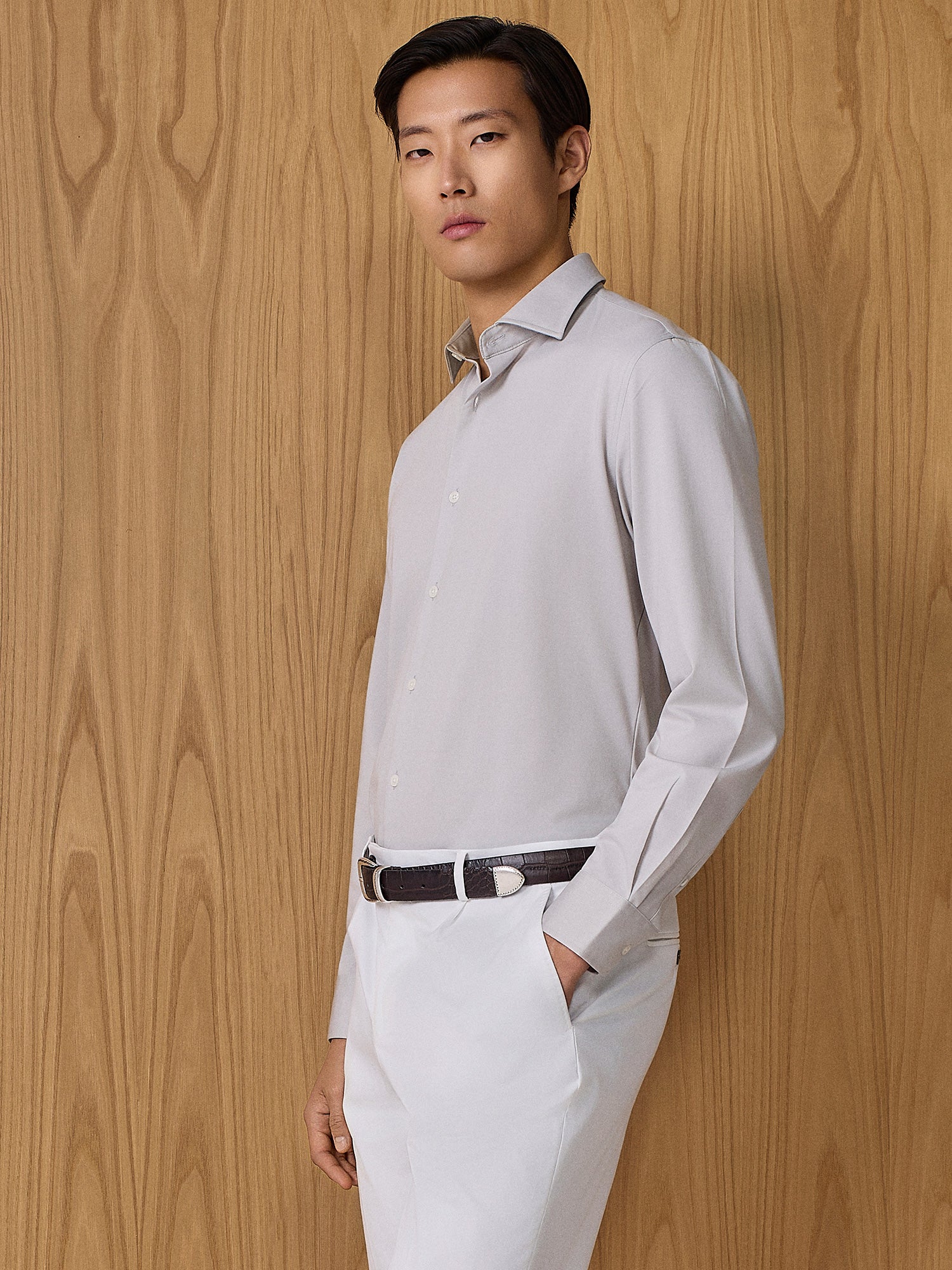 Camicia tecnica grigio chiaro - Image 2