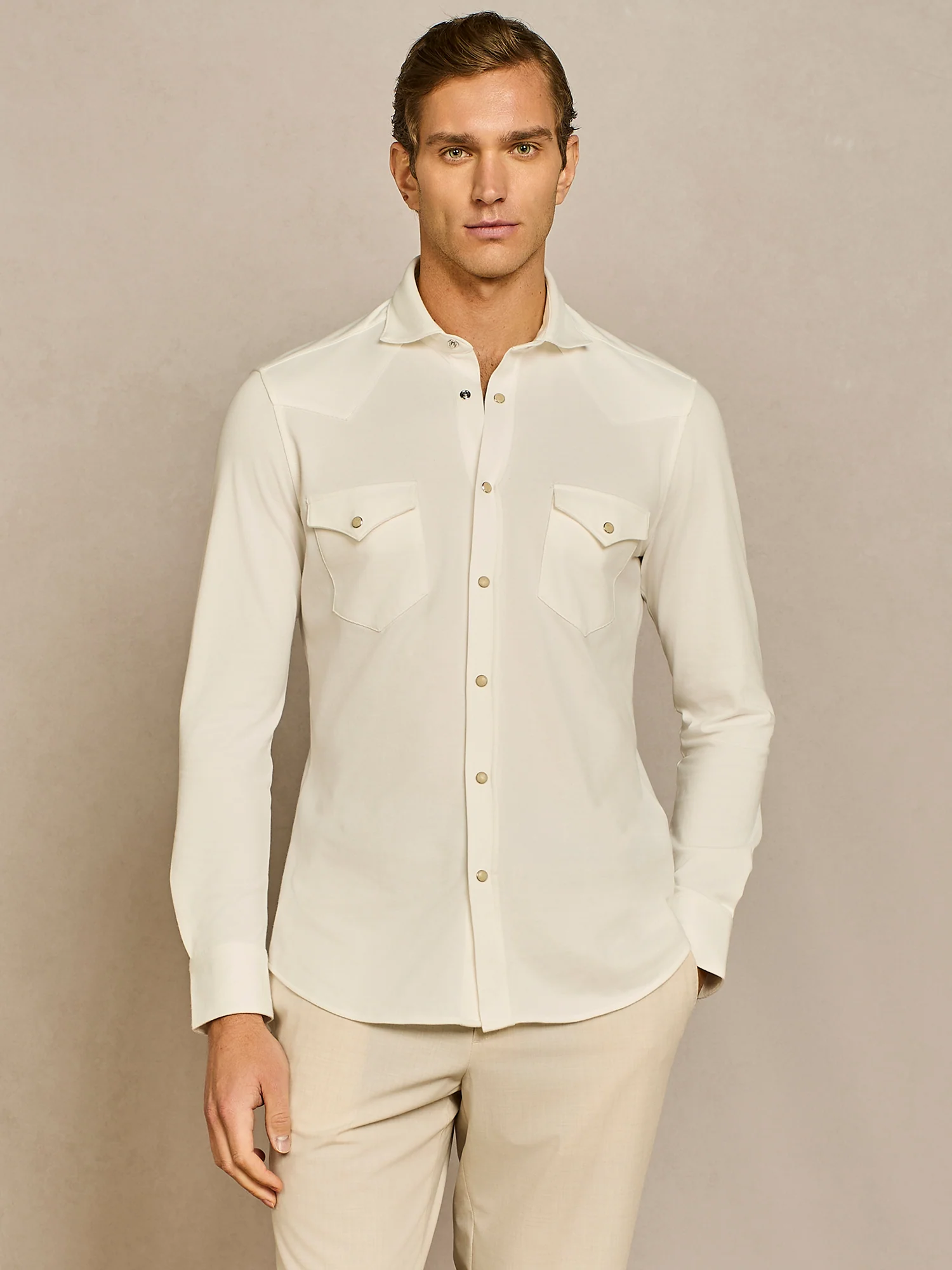 Camicia texana piquet tecnico bianca