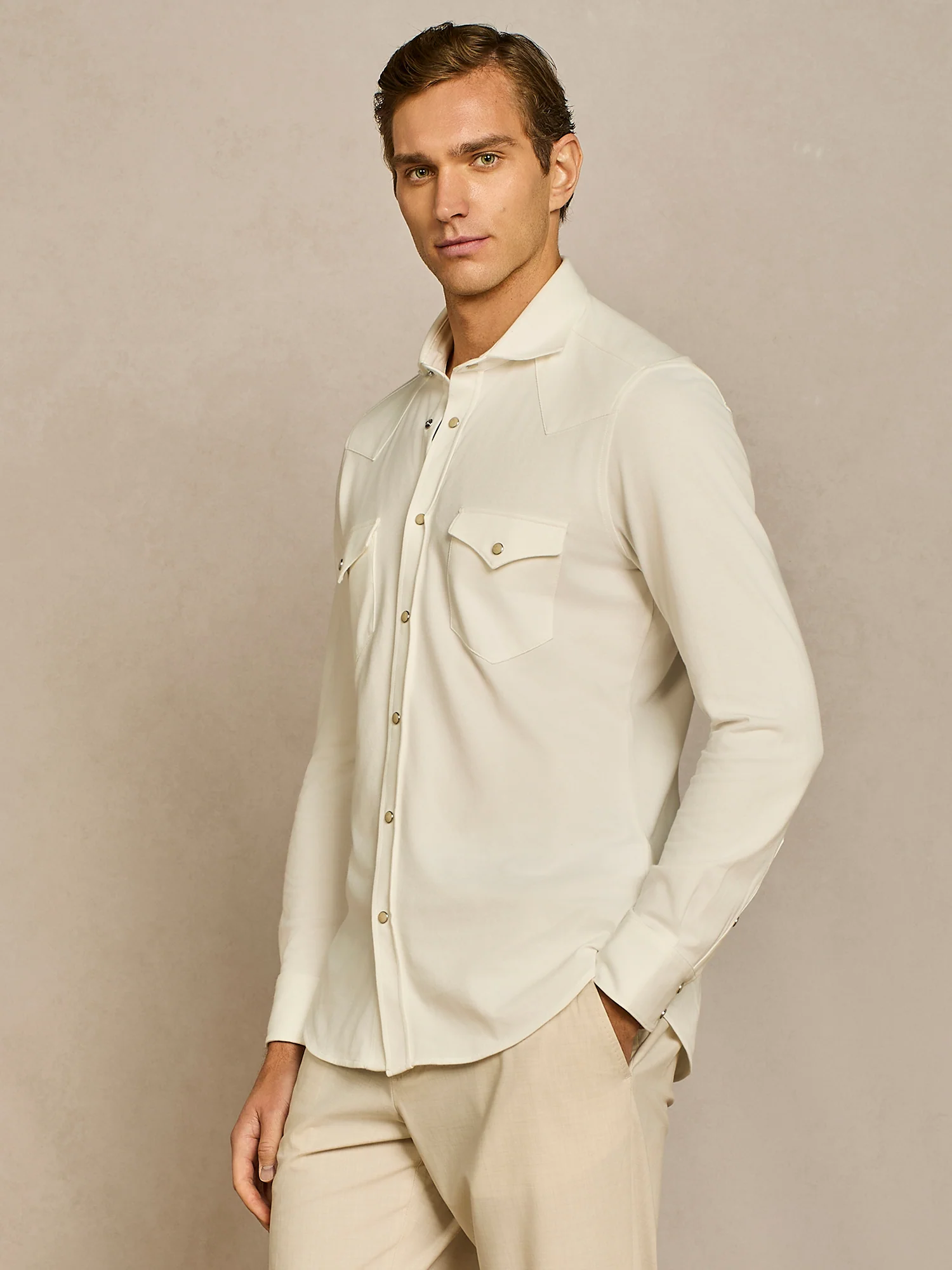 Camicia texana piquet tecnico bianca - Image 2