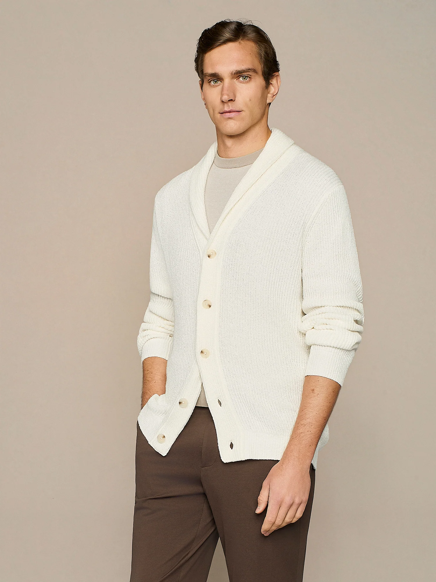 Cardigan sciallato boucle' bianco - Image 2