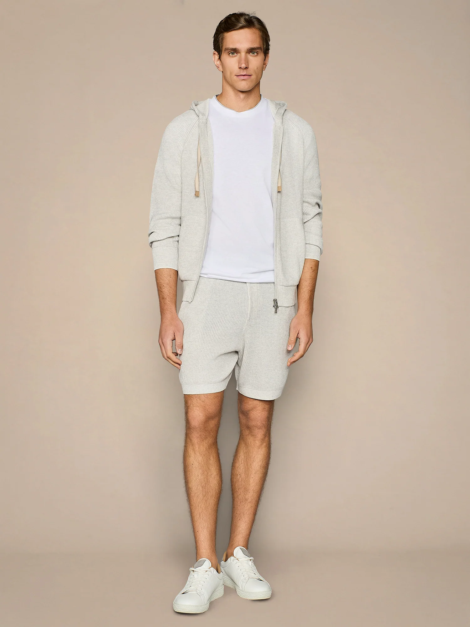 Felpa con cappuccio in maglia vanise' grigio chiaro - Image 3