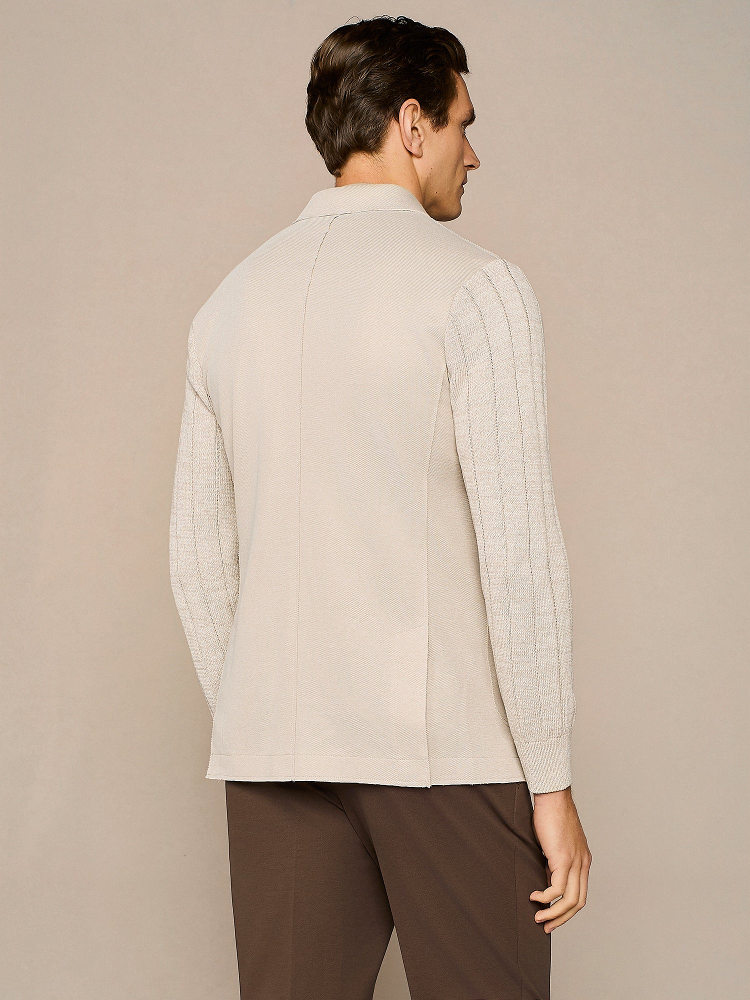 Giacca bi-materiale beige - Image 4