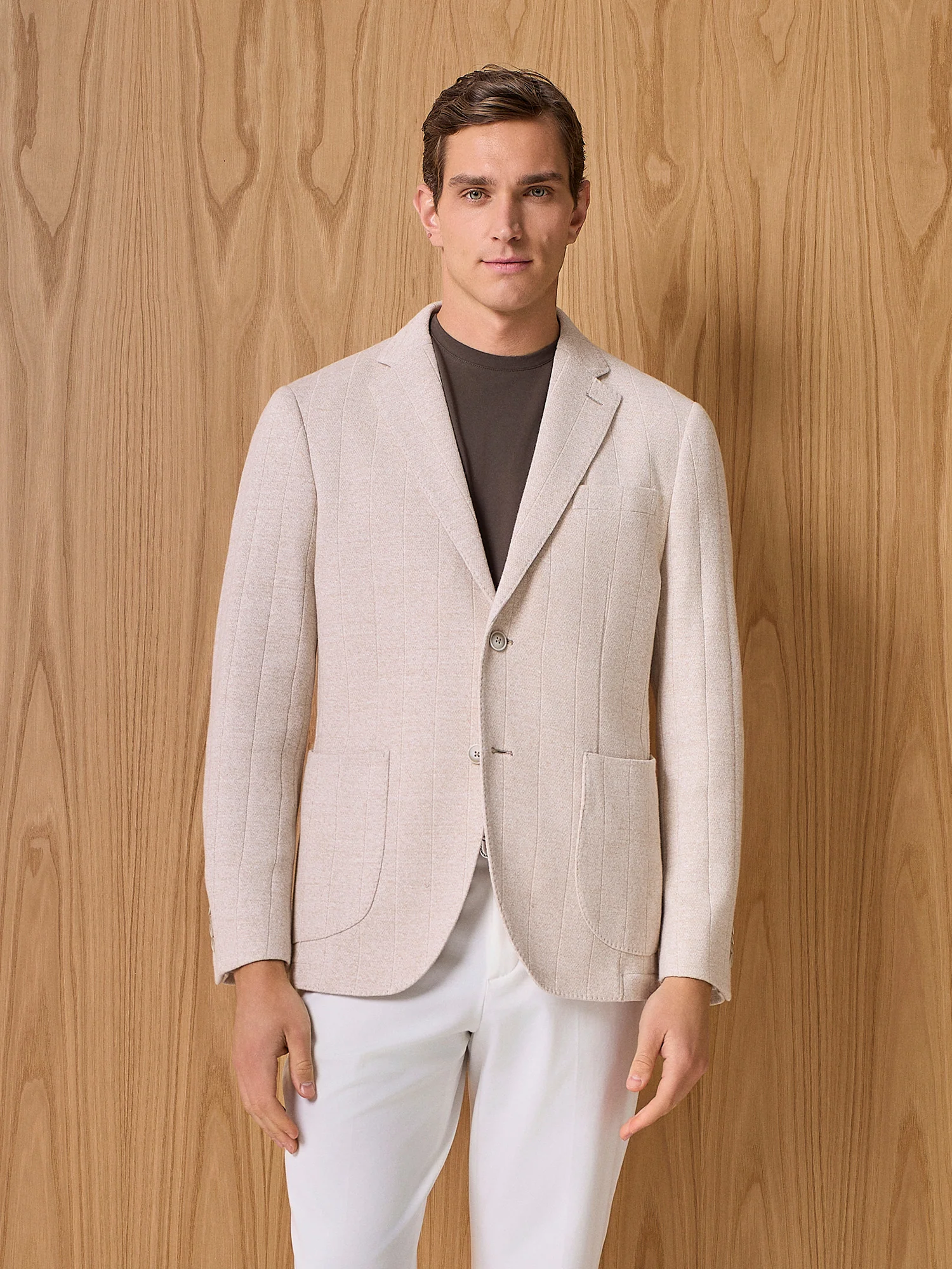 Giacca in jersey costa piatta beige