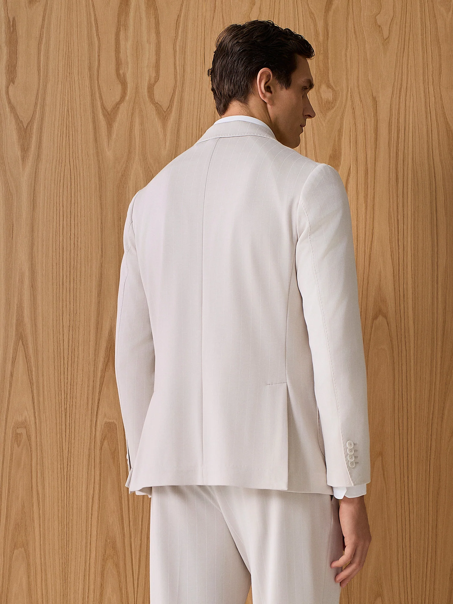 Giacca jersey gessata beige - Image 4