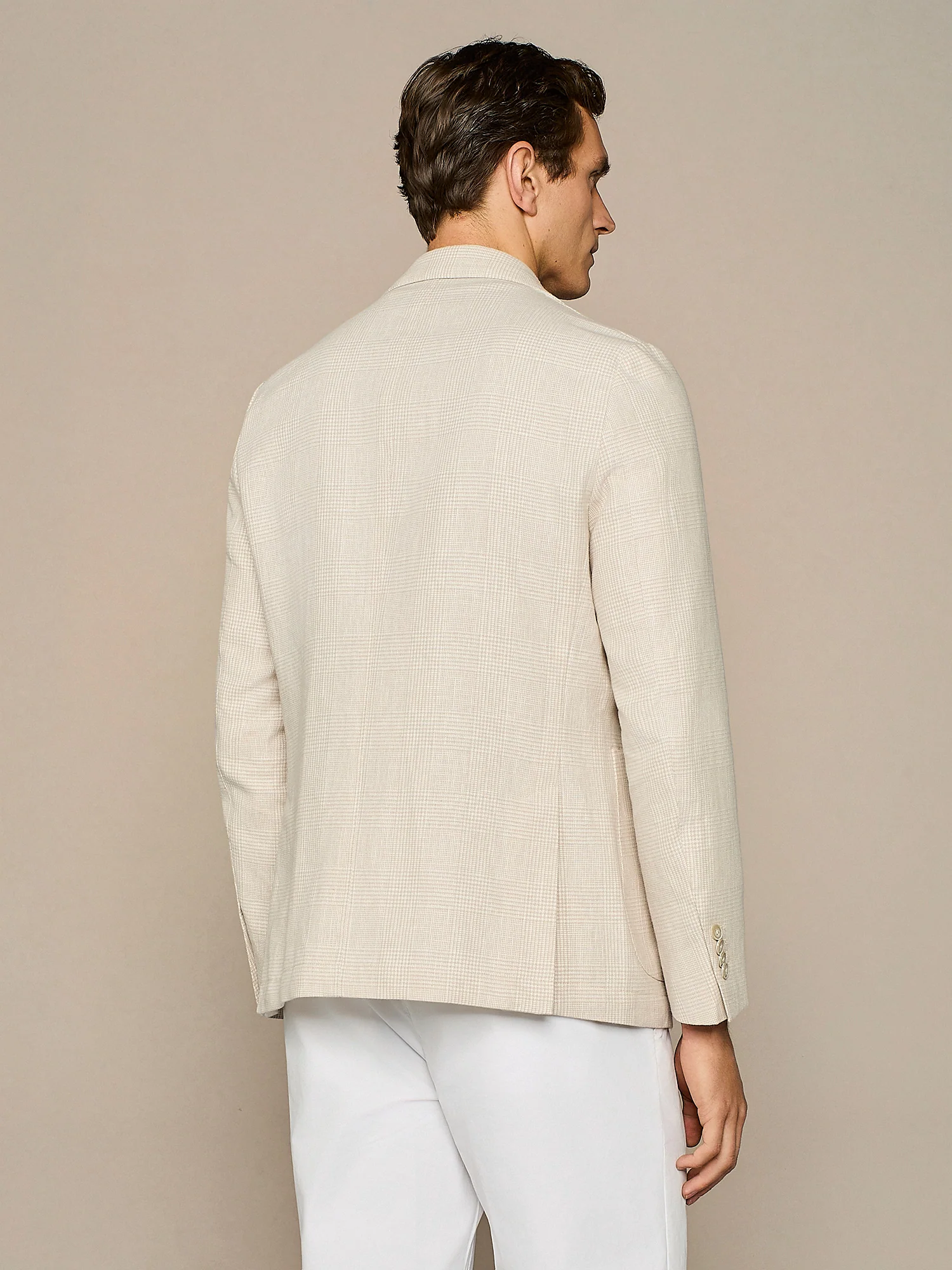 Giacca misto lino galles beige - Image 3