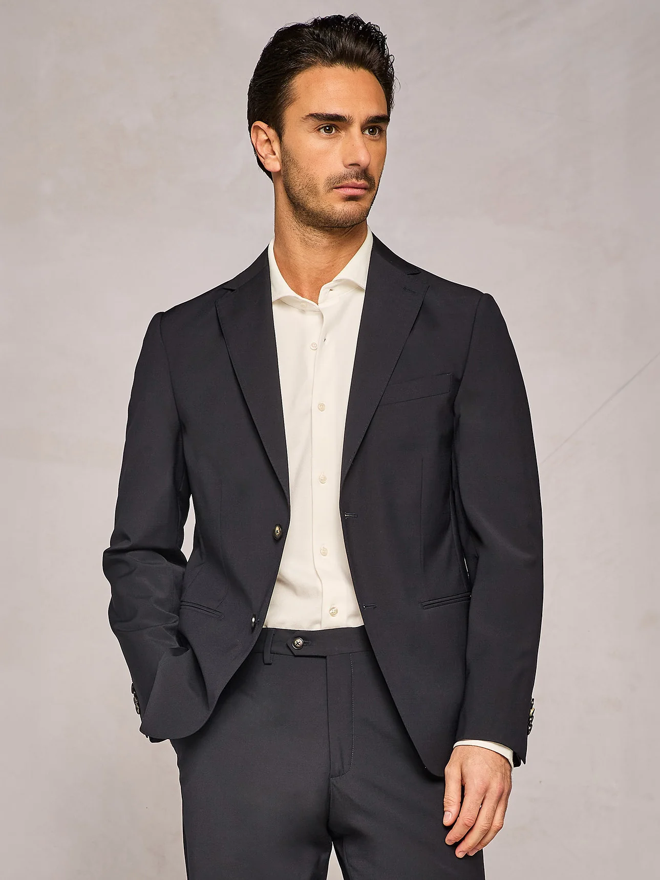Giacca monopetto natural stretch blu