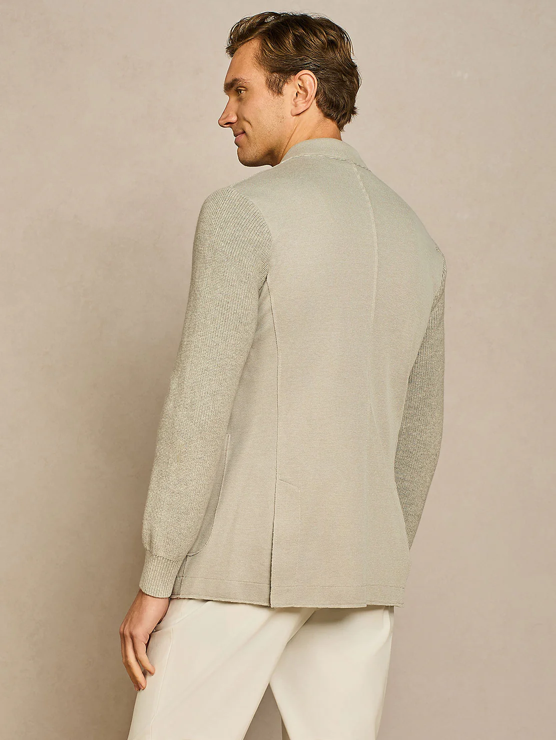 Giacca piquet con maniche in maglia grigio - Image 5