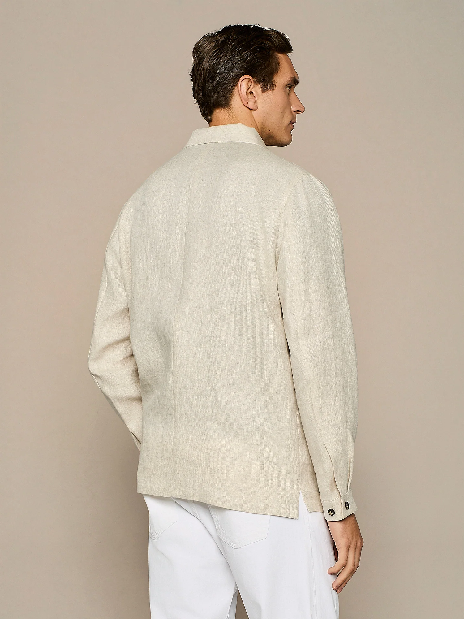Giacca worker in lino beige - Image 4