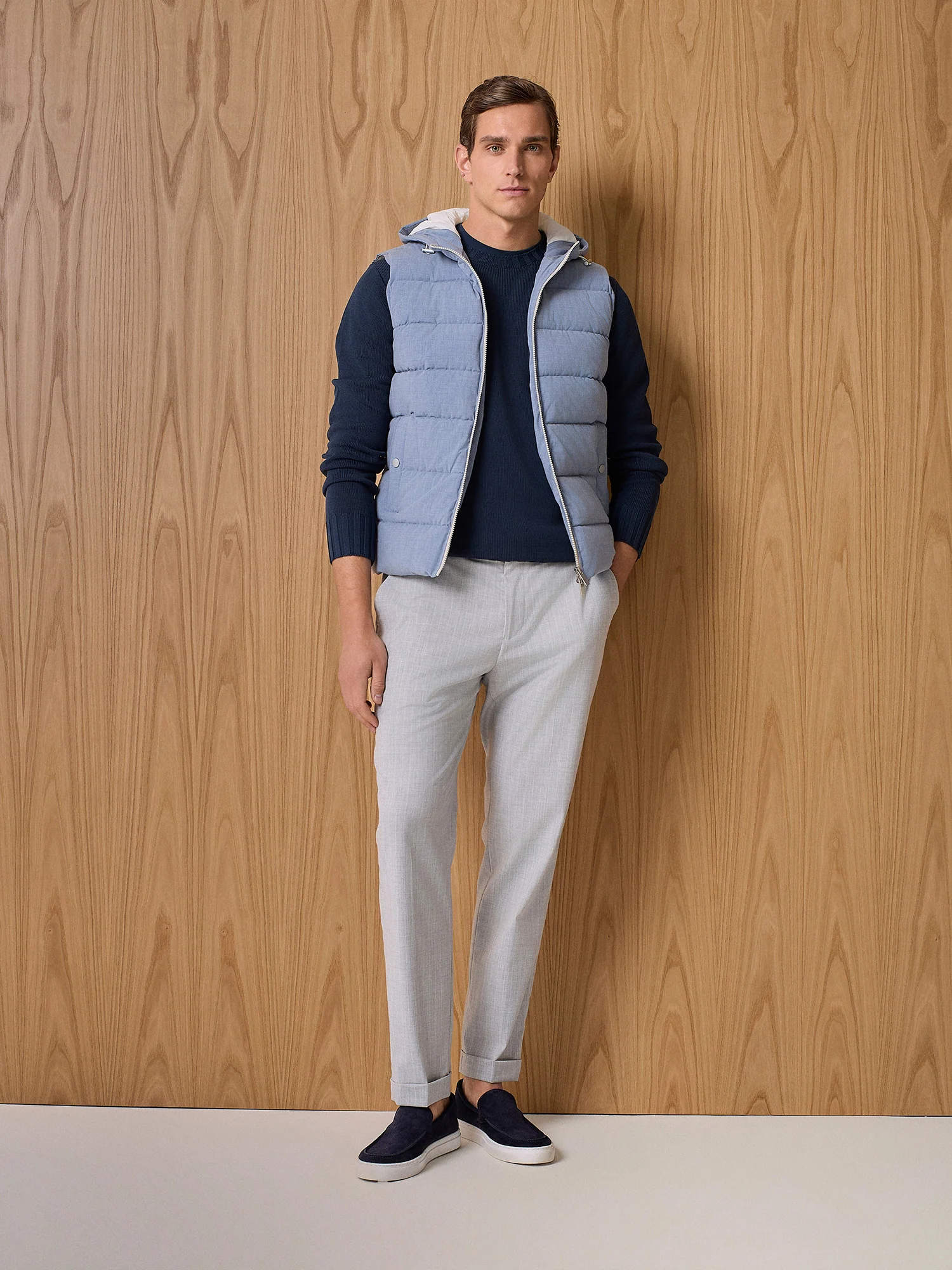 Maglia girocollo in cotone lavato navy - Image 3
