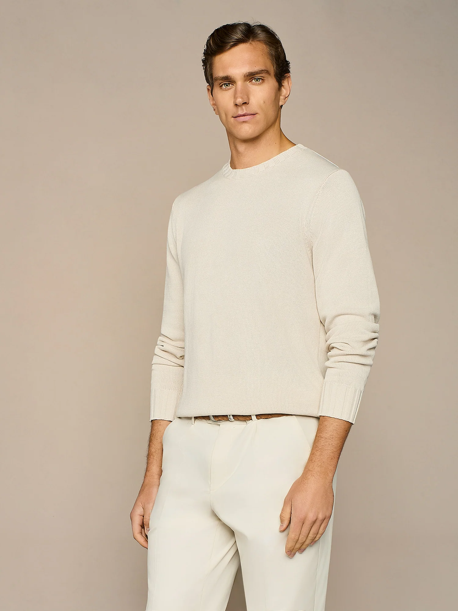 Maglia girocollo in cotone lavato burro - Image 2