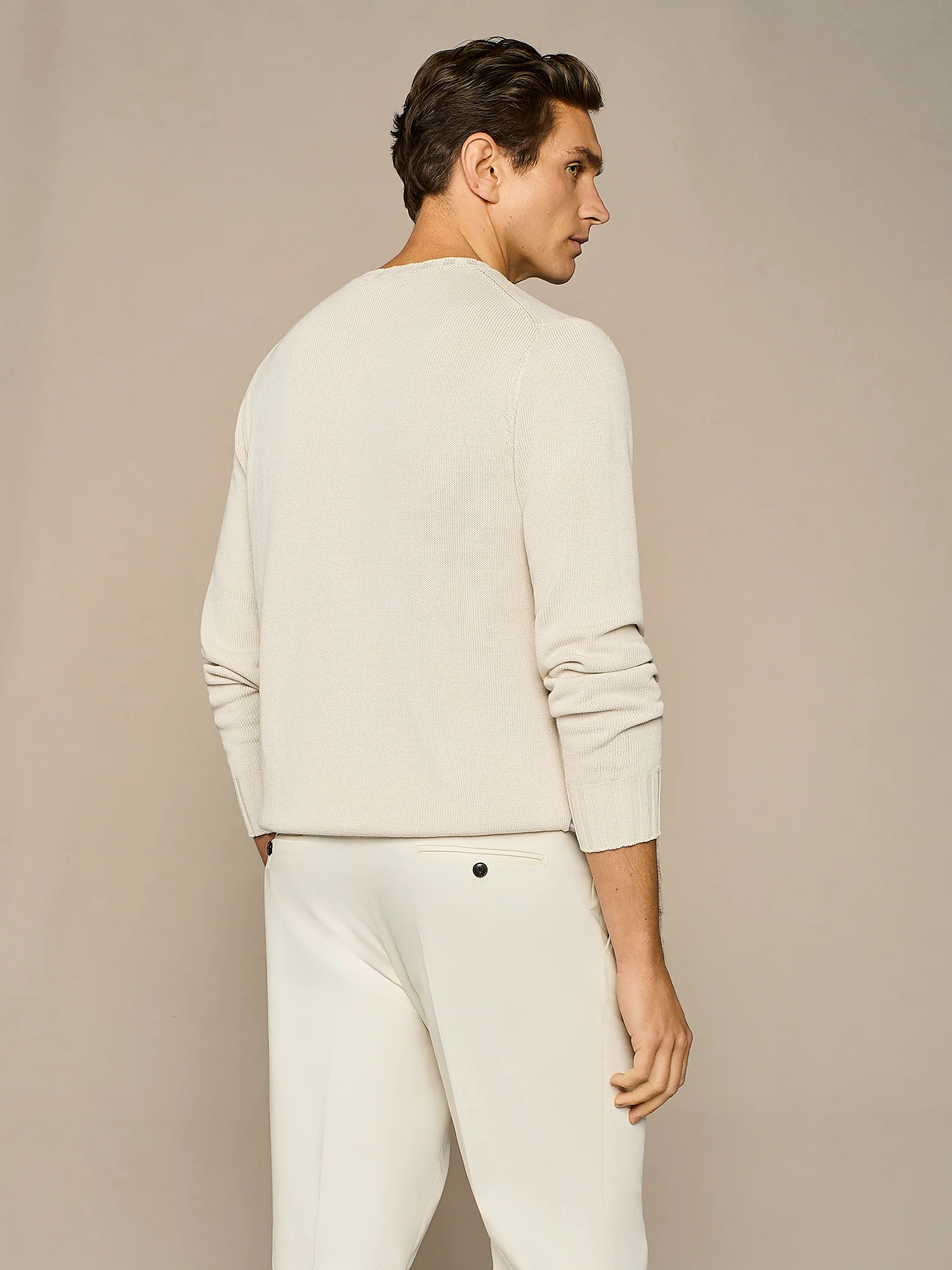 Maglia girocollo in cotone lavato burro - Image 4