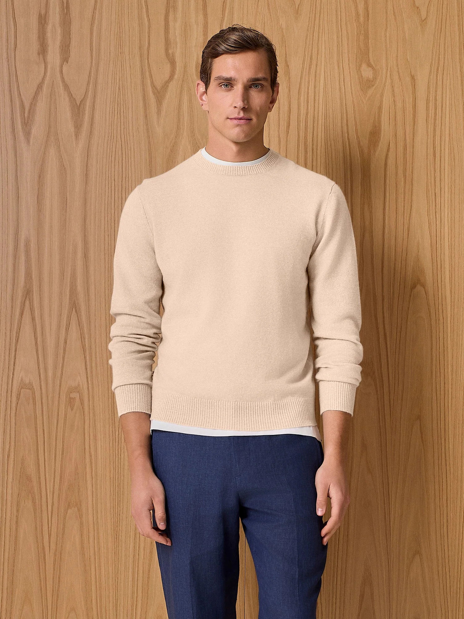 Girocollo in maglia misto cashmere apricot