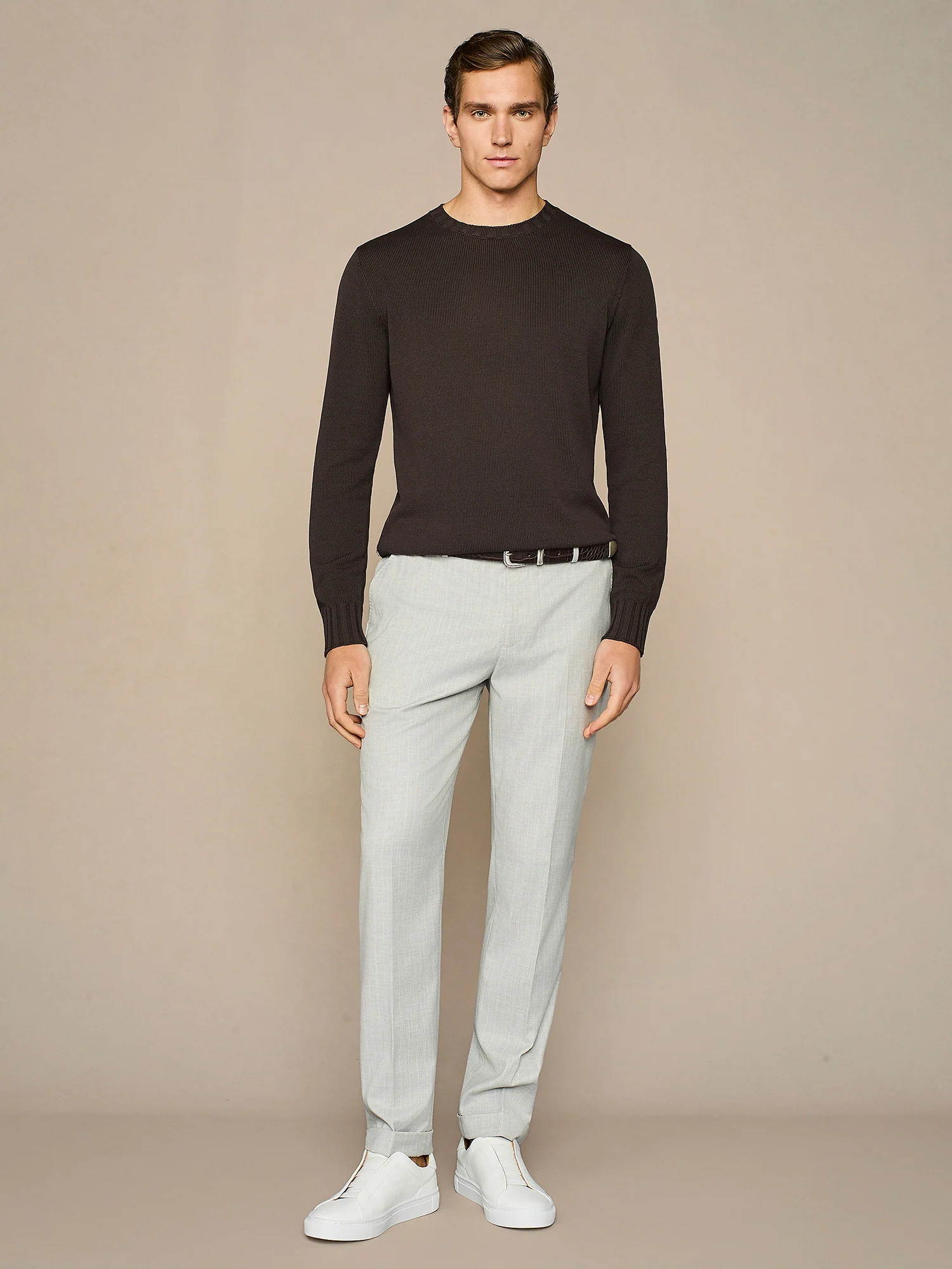 Maglia girocollo in cotone lavato moro - Image 3