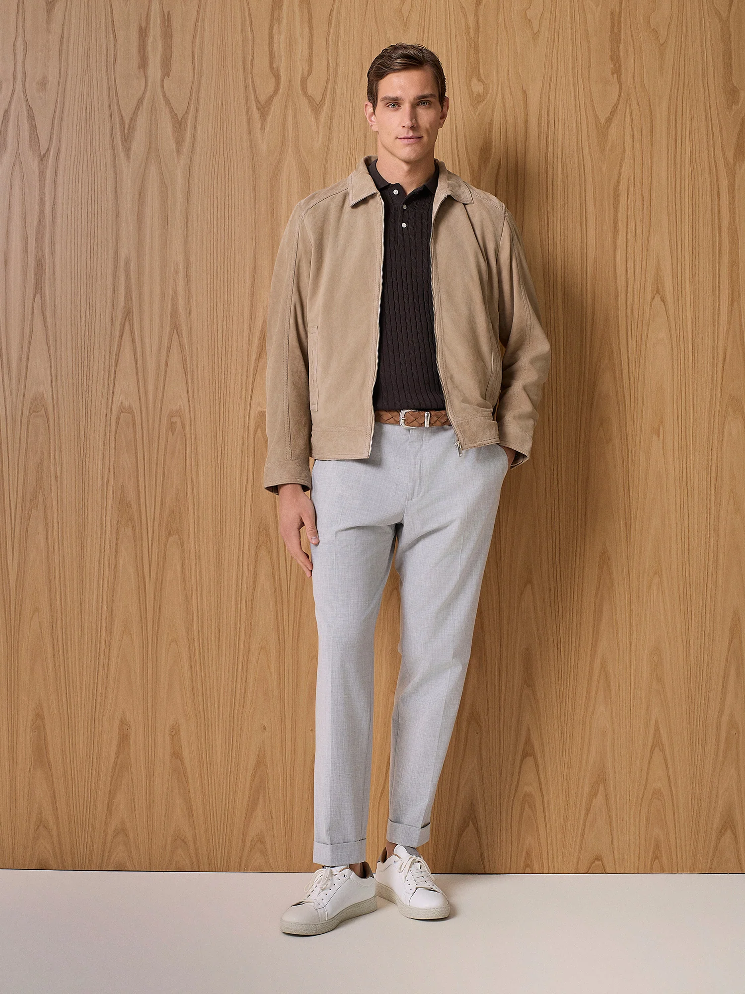 Giubbino in vero camoscio taupe - Image 3