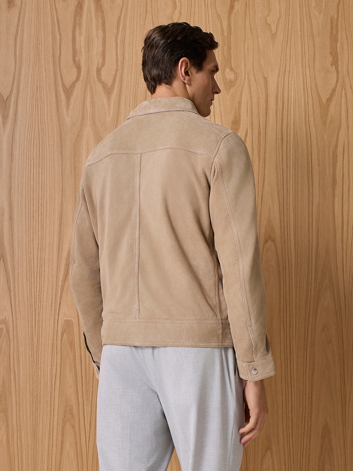 Giubbino in vero camoscio taupe - Image 4