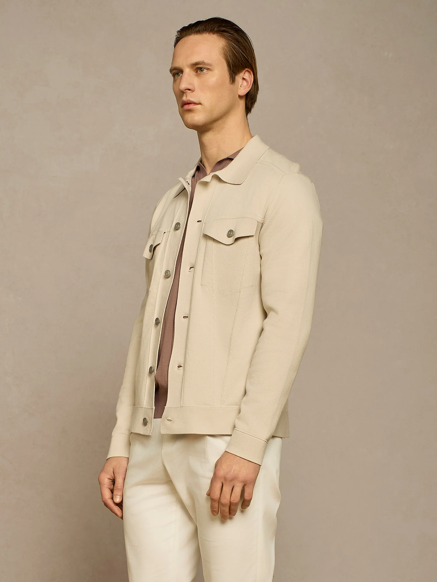 Giubbino trucker in maglia burro - Image 2