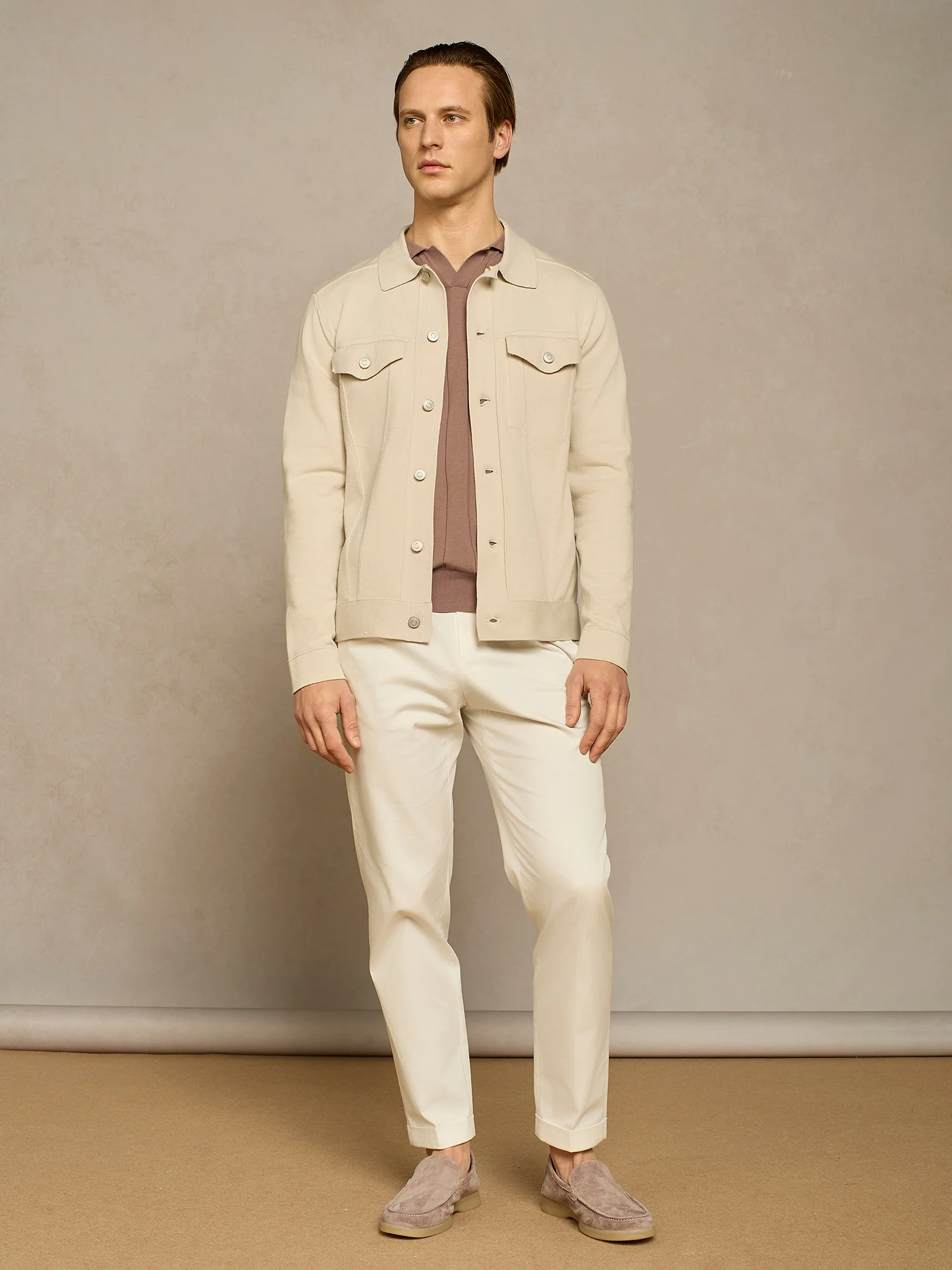 Giubbino trucker in maglia burro - Image 3