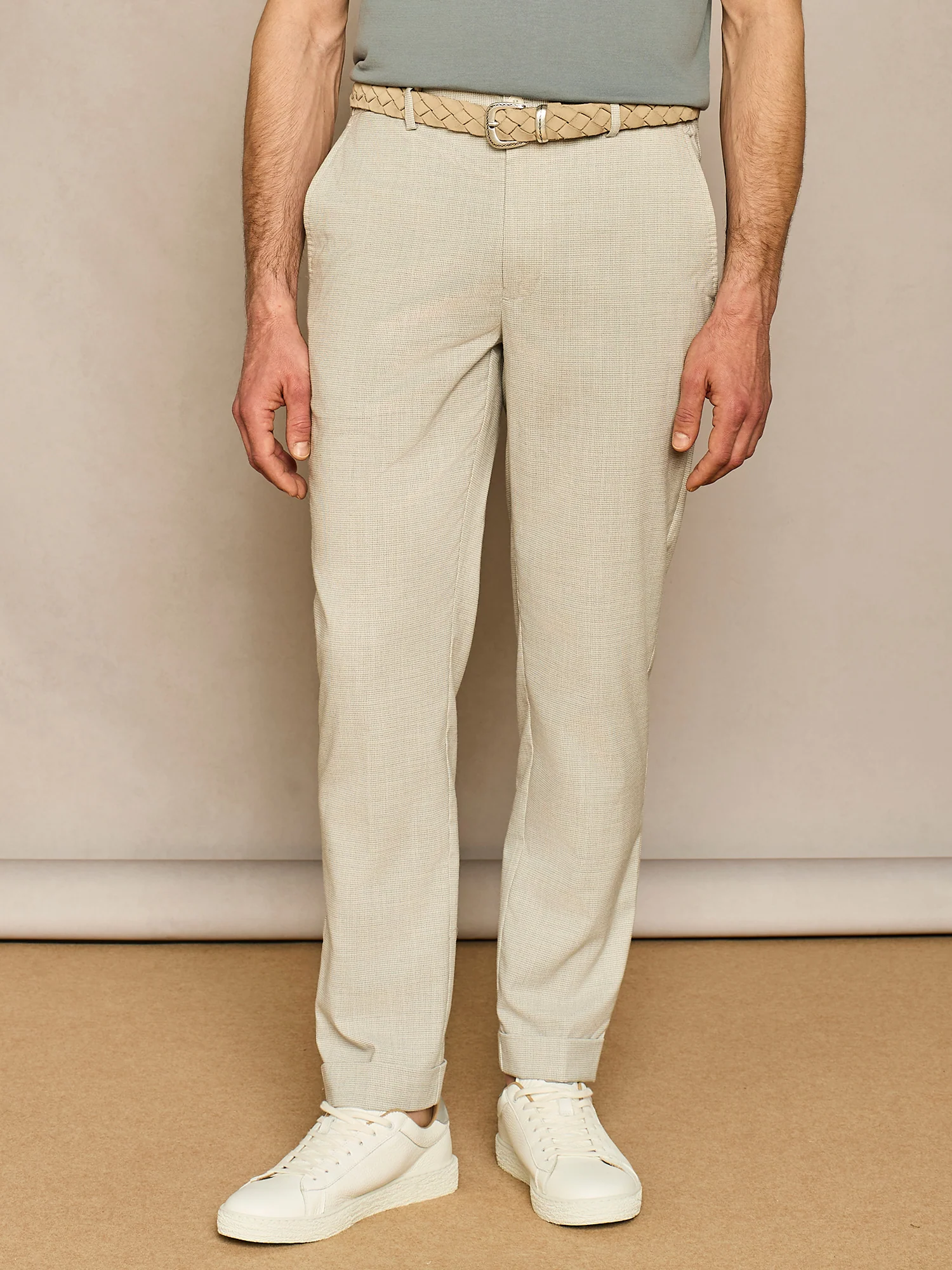Pantalone con laccio pied-de-poule grigio chiaro - Image 2