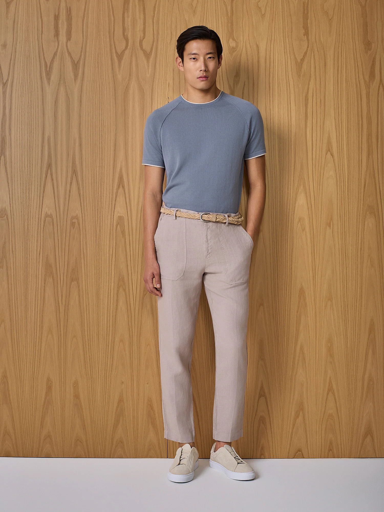 Pantalone fatigue lino taupe