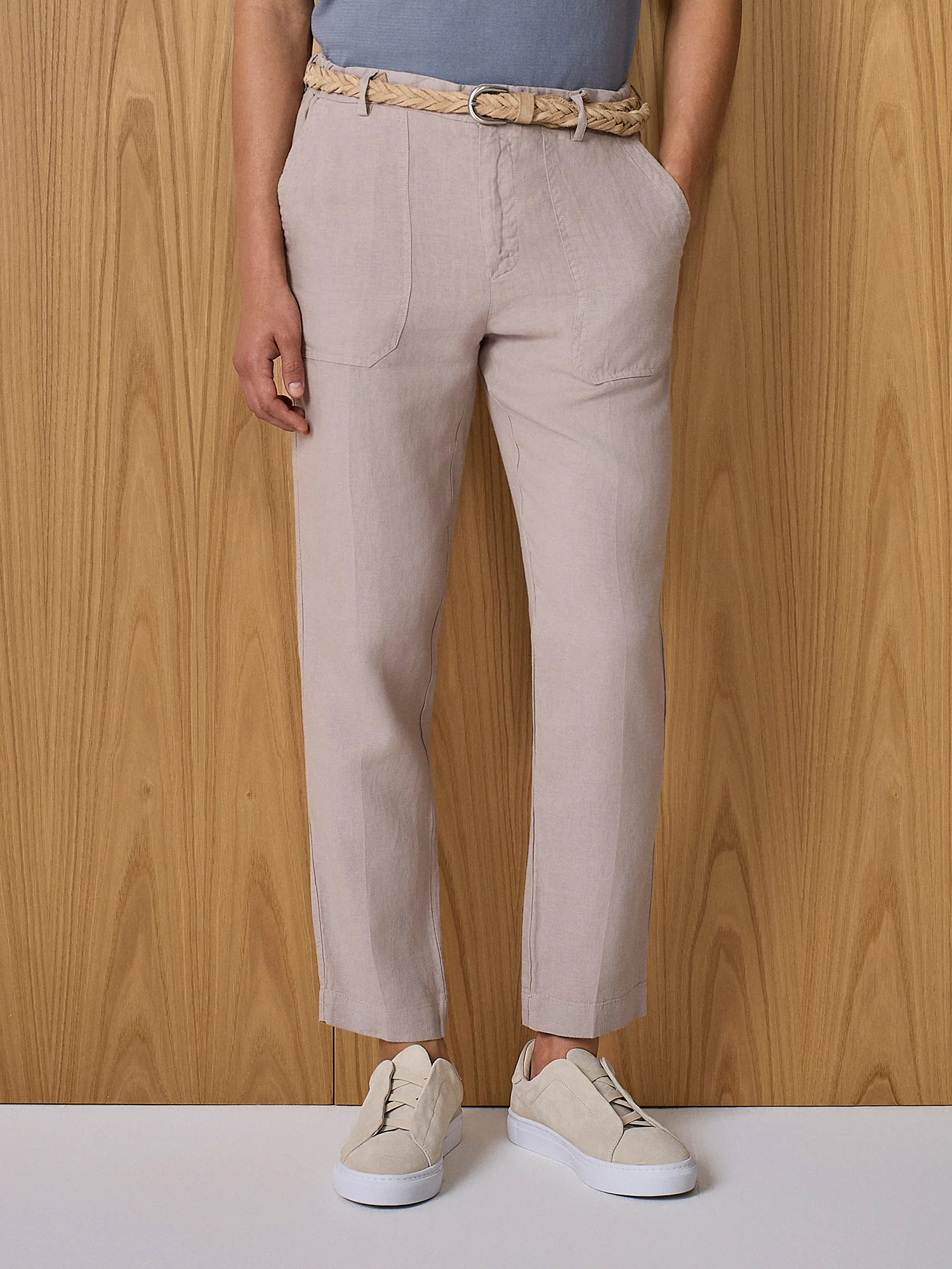 Pantalone fatigue lino taupe - Image 2
