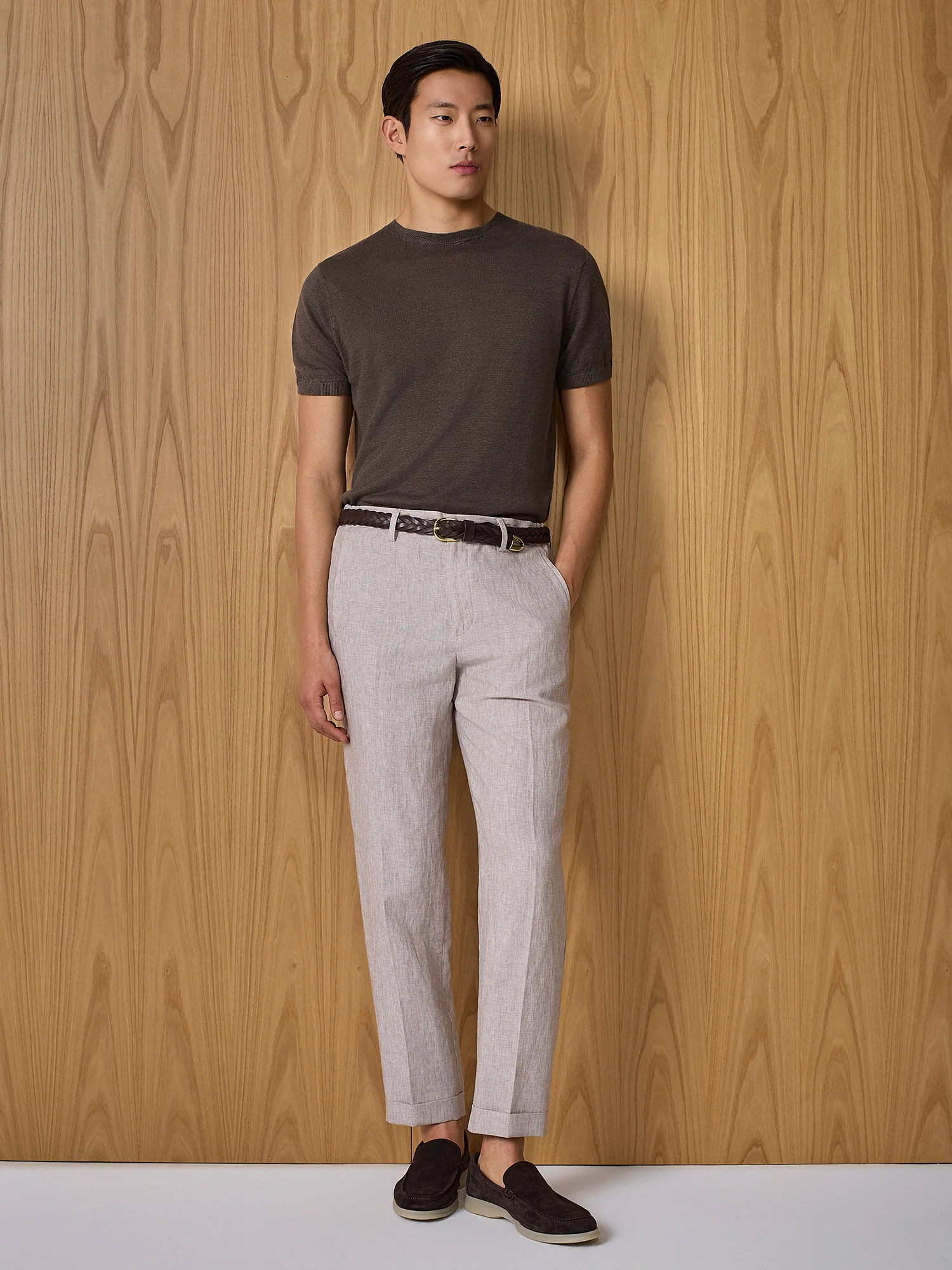 Pantalone in lino beige