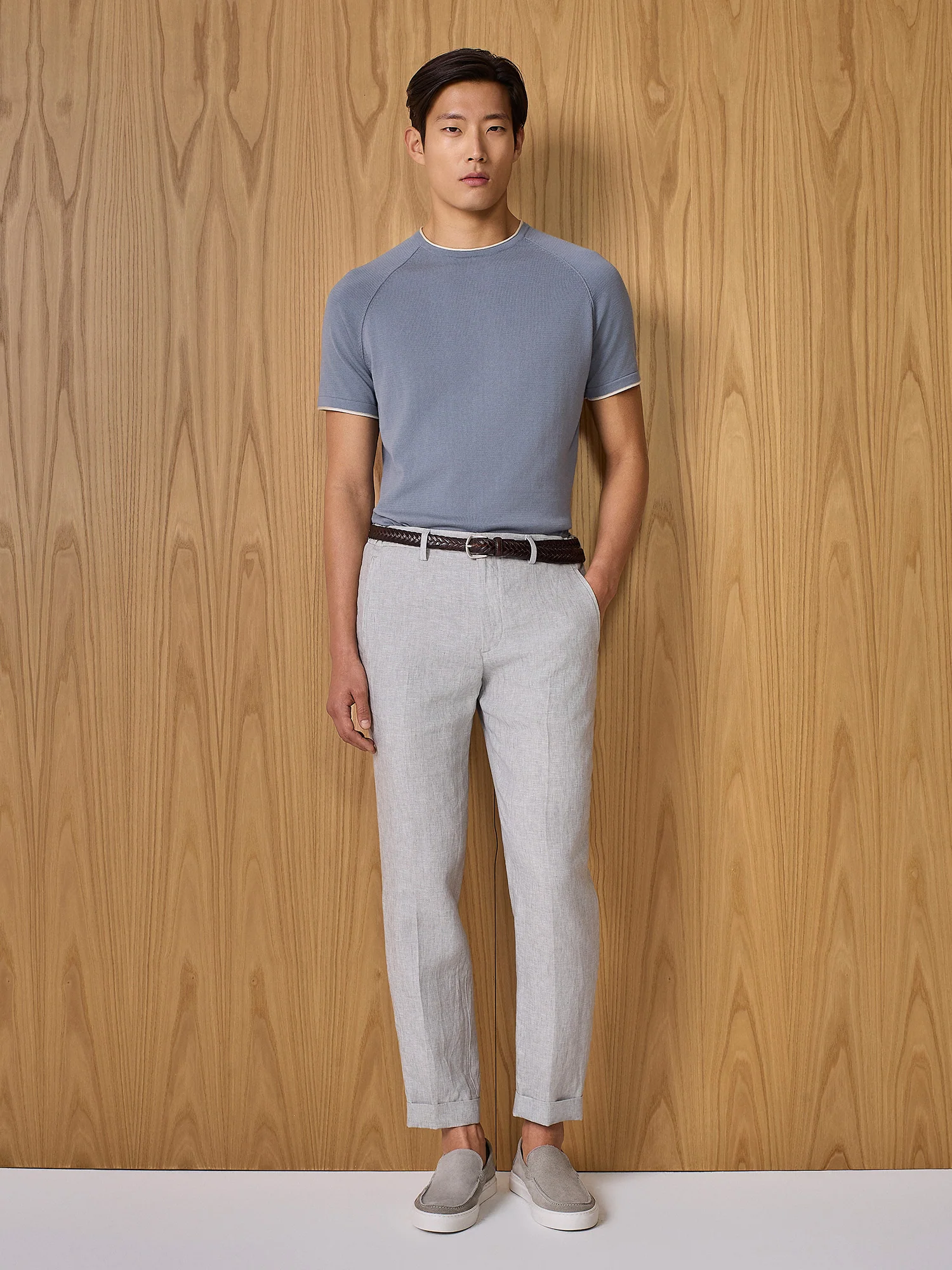 Pantalone in lino grigio chiaro
