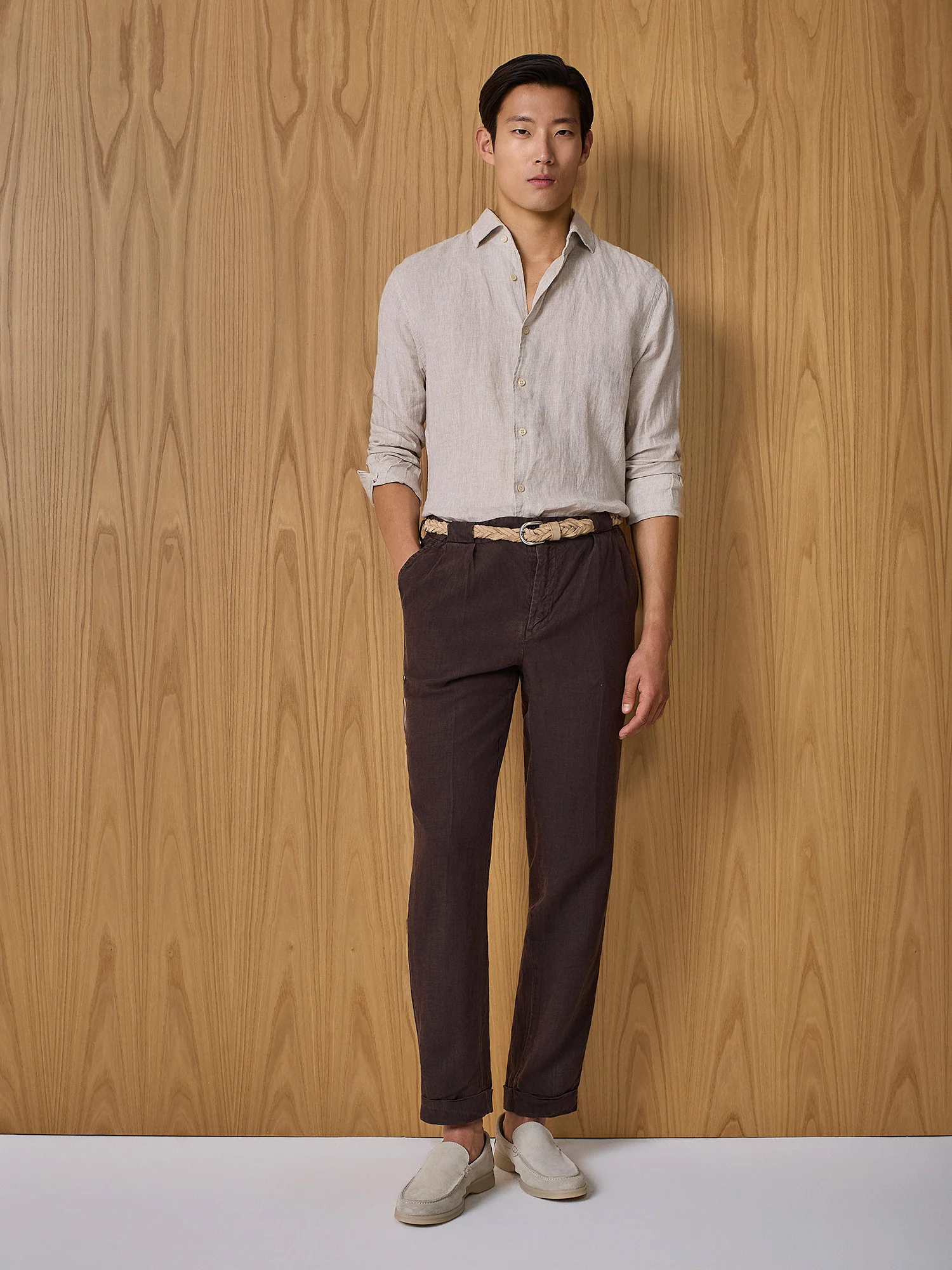 Pantalone in lino moro