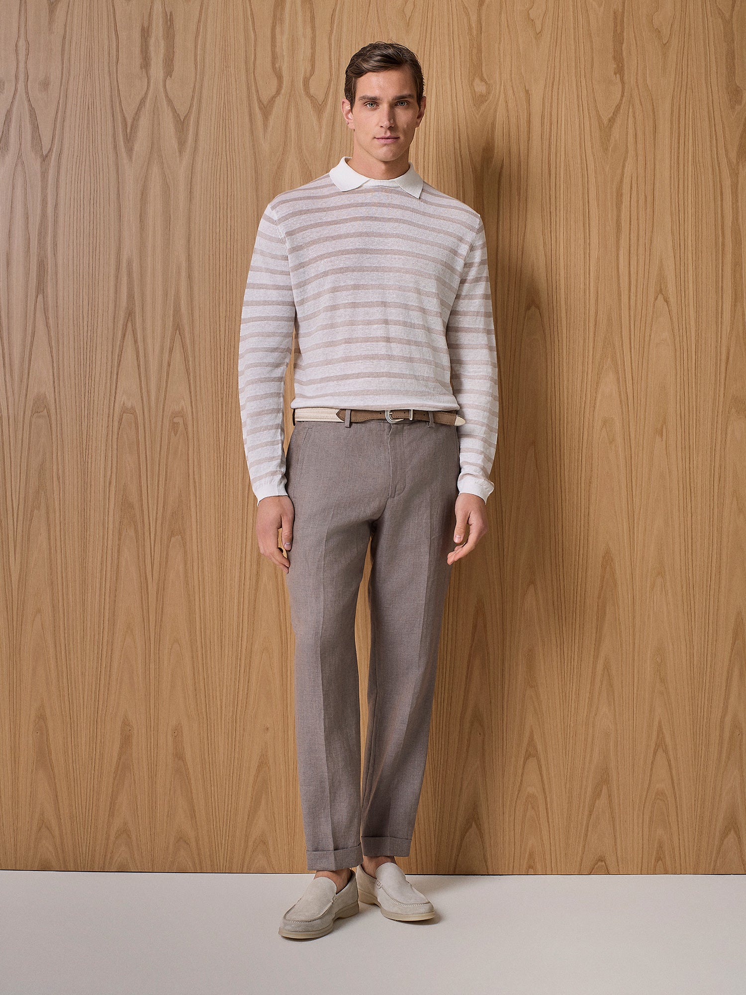 Pantalone in lino taupe