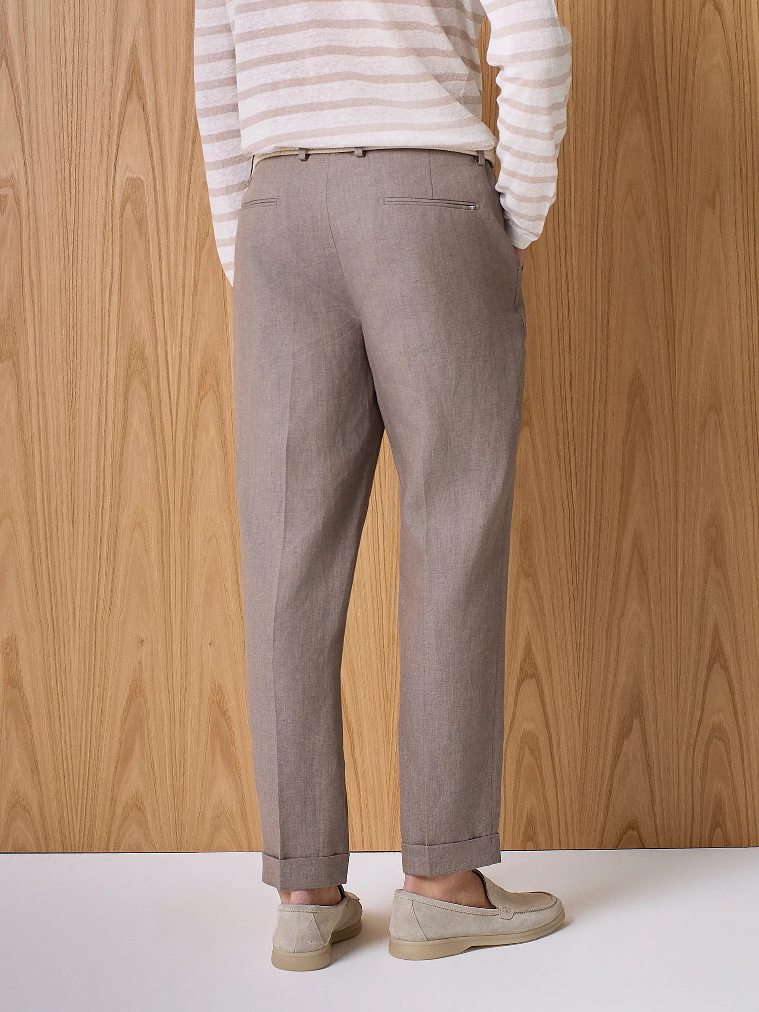 Pantalone in lino taupe - Image 4