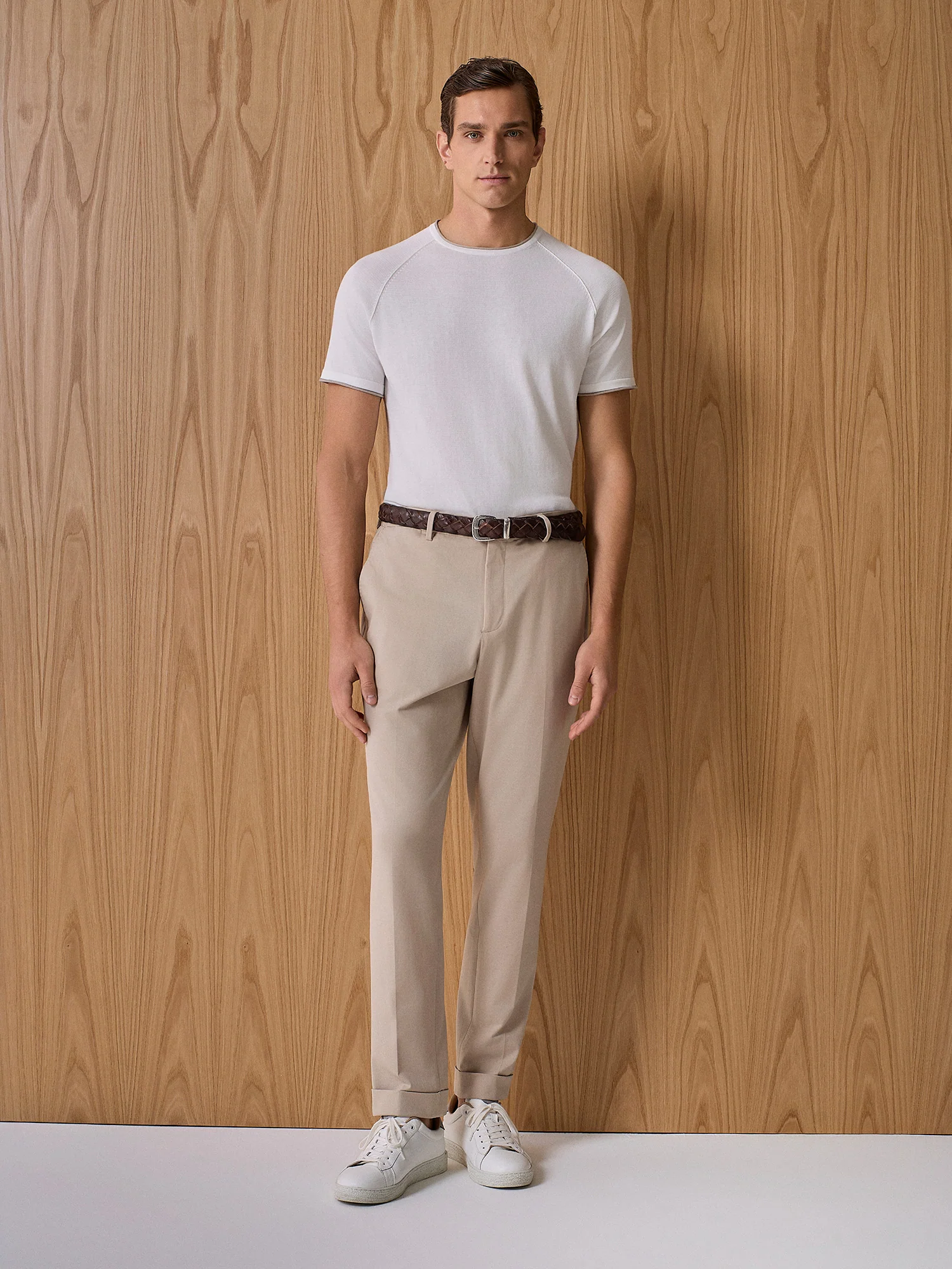 Pantalone jersey piquet beige