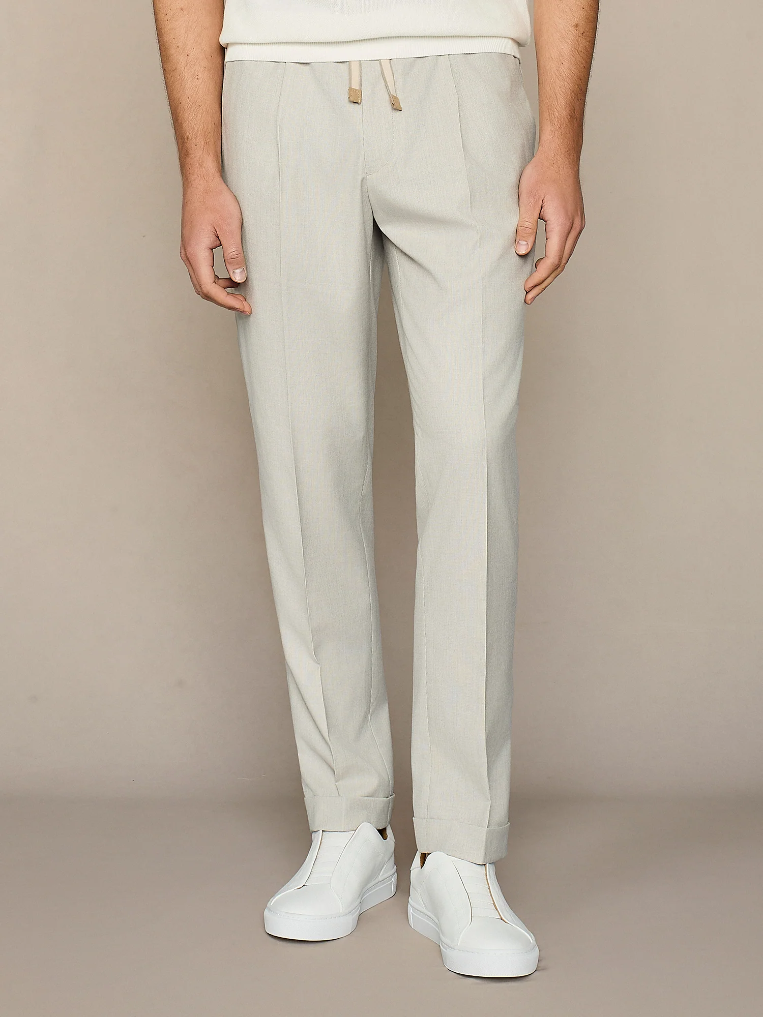 Pantalone jogger pied de poule grigio chiaro - Image 2