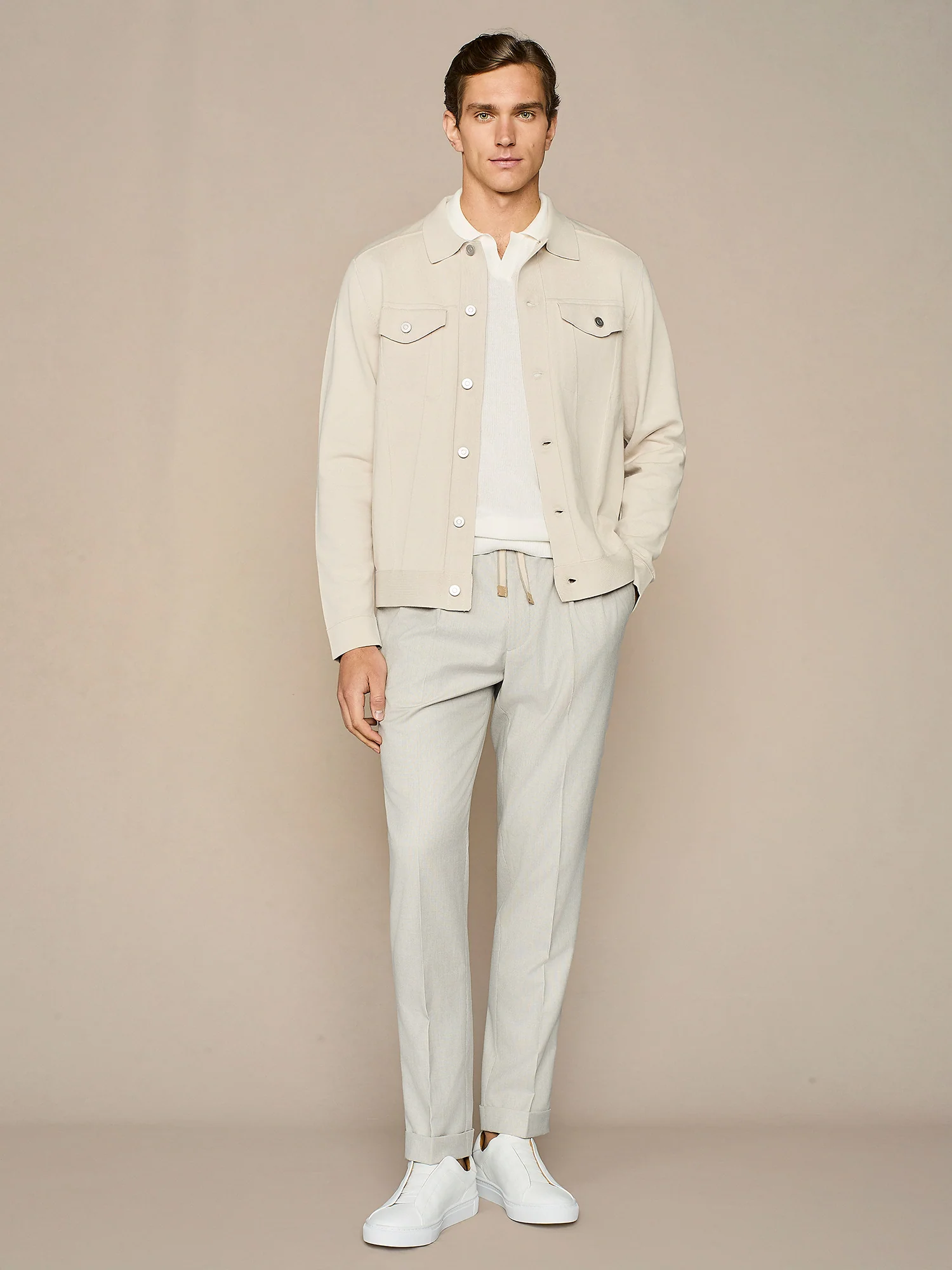 Pantalone jogger pied de poule grigio chiaro - Image 5