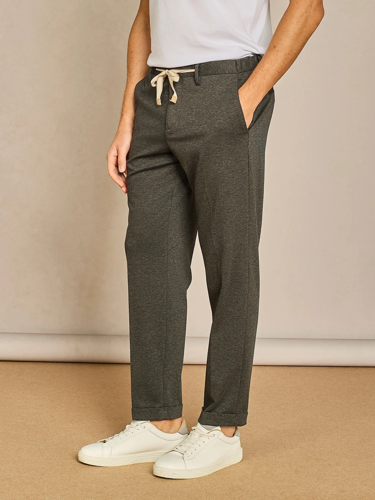 Pantalone laccio cotone grigio - Image 3