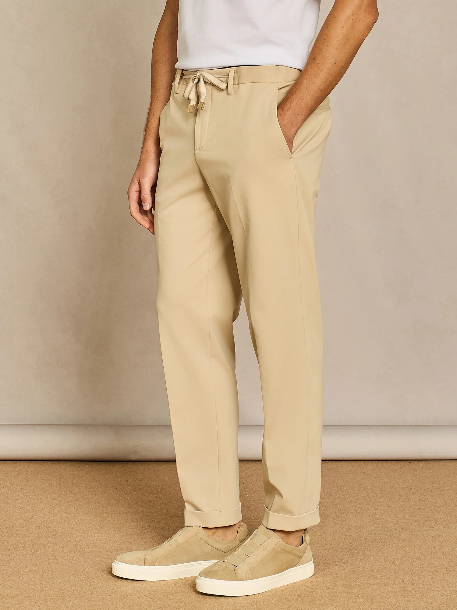 Pantalone laccio jersey beige - Image 3
