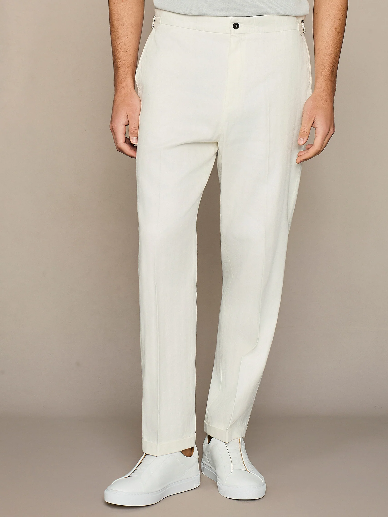 Pantalone leisure fit con cintini bianco - Image 2