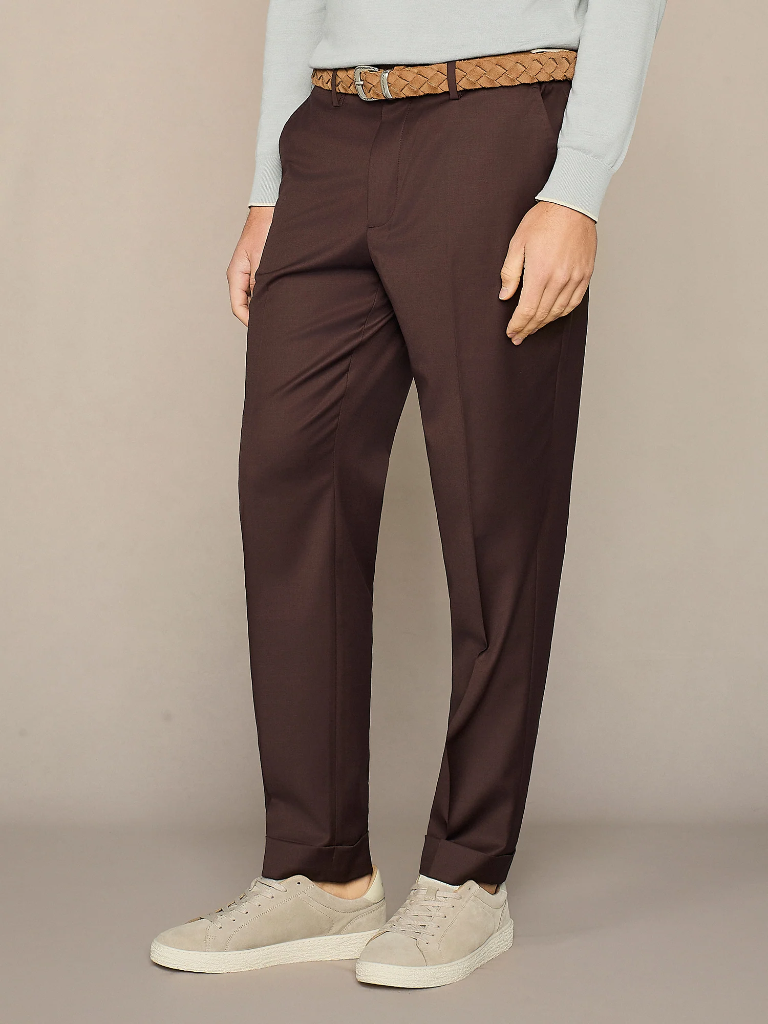 Pantalone sartoriale in lana stretch moro - Image 3
