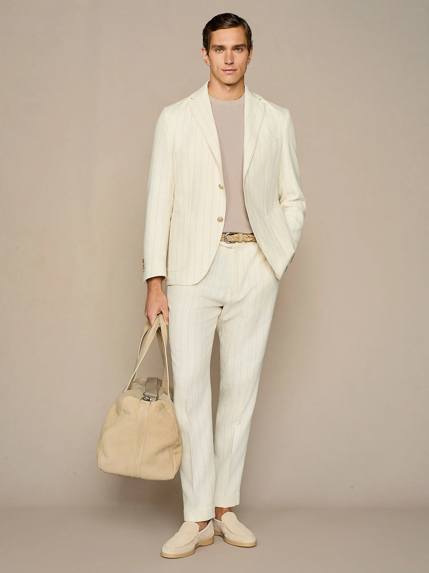 T-shirt crepe in maglia taupe - Image 5